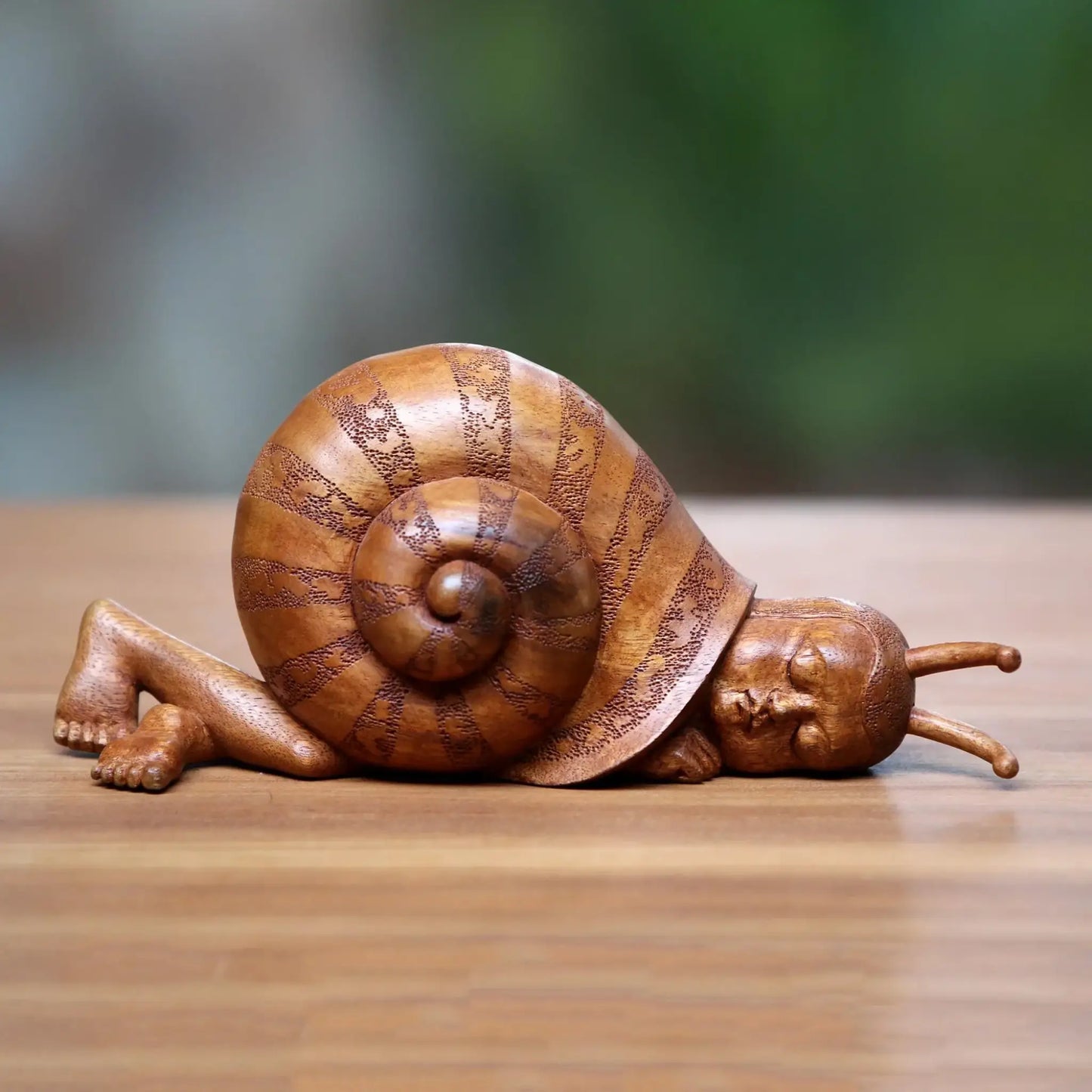 Slumbering Snail - suar wood sculpture - Art