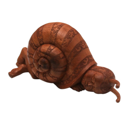 Slumbering Snail - suar wood sculpture - Art