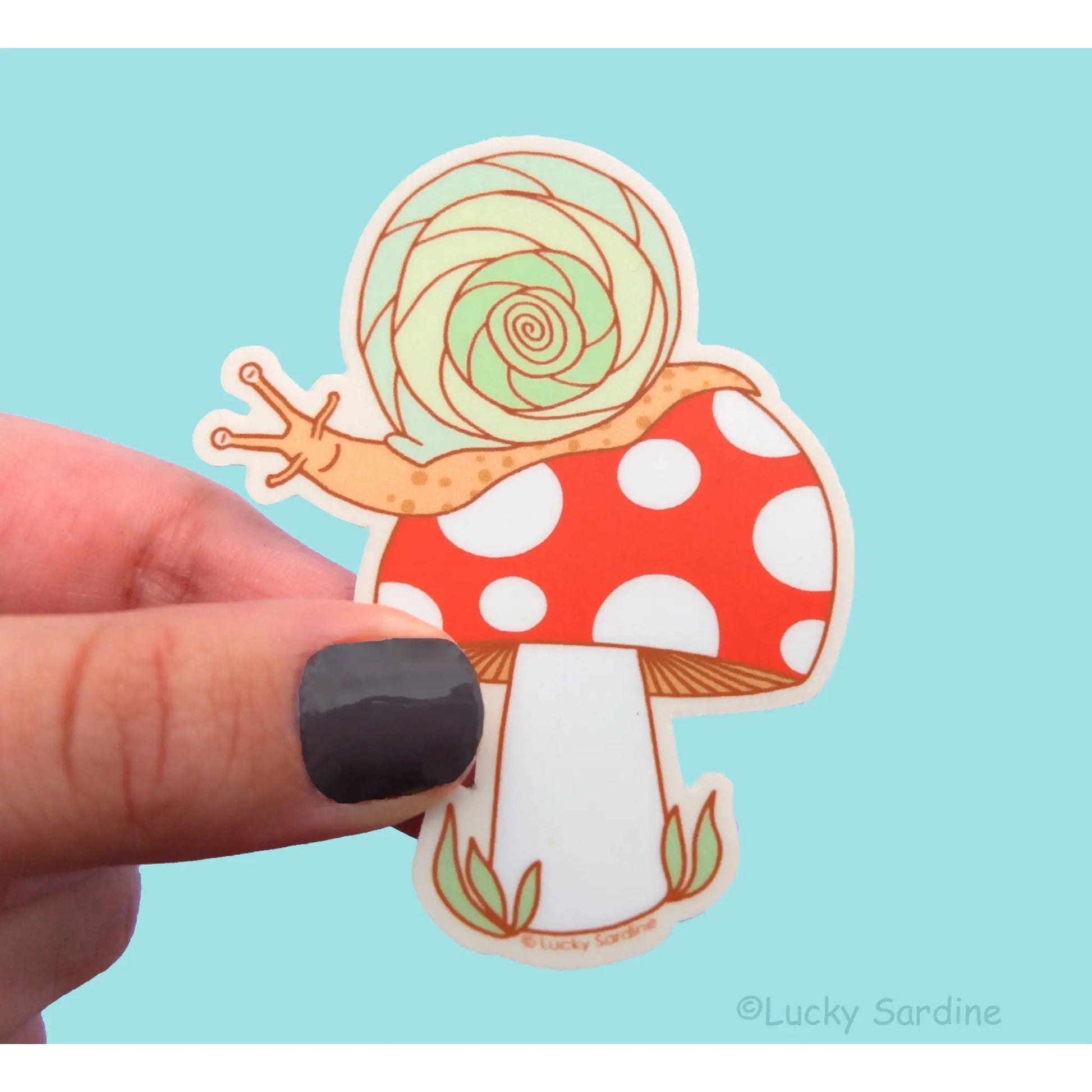 Snail and Toadstool Vinyl Sticker