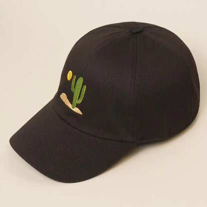 Sunny Cactus Day- embroidered dad cap - black - Hats