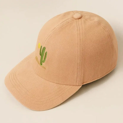 Sunny Cactus Day- embroidered dad cap - clay - Hats