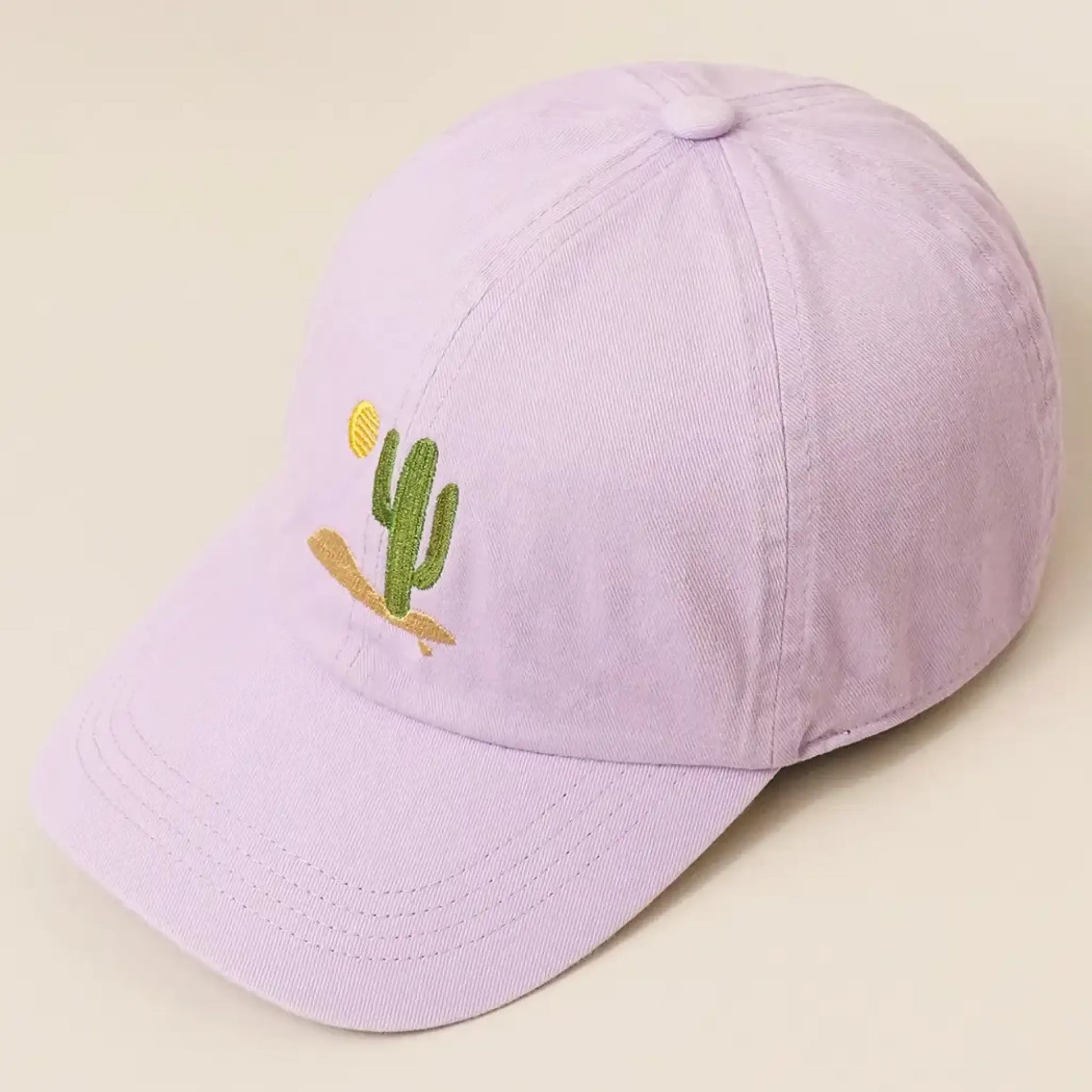 Sunny Cactus Day- embroidered dad cap - lavender - Hats