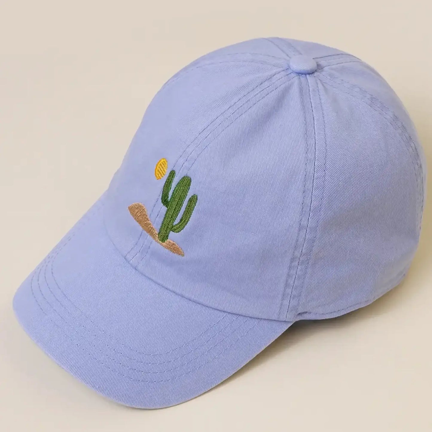 Sunny Cactus Day- embroidered dad cap - light blue - Hats