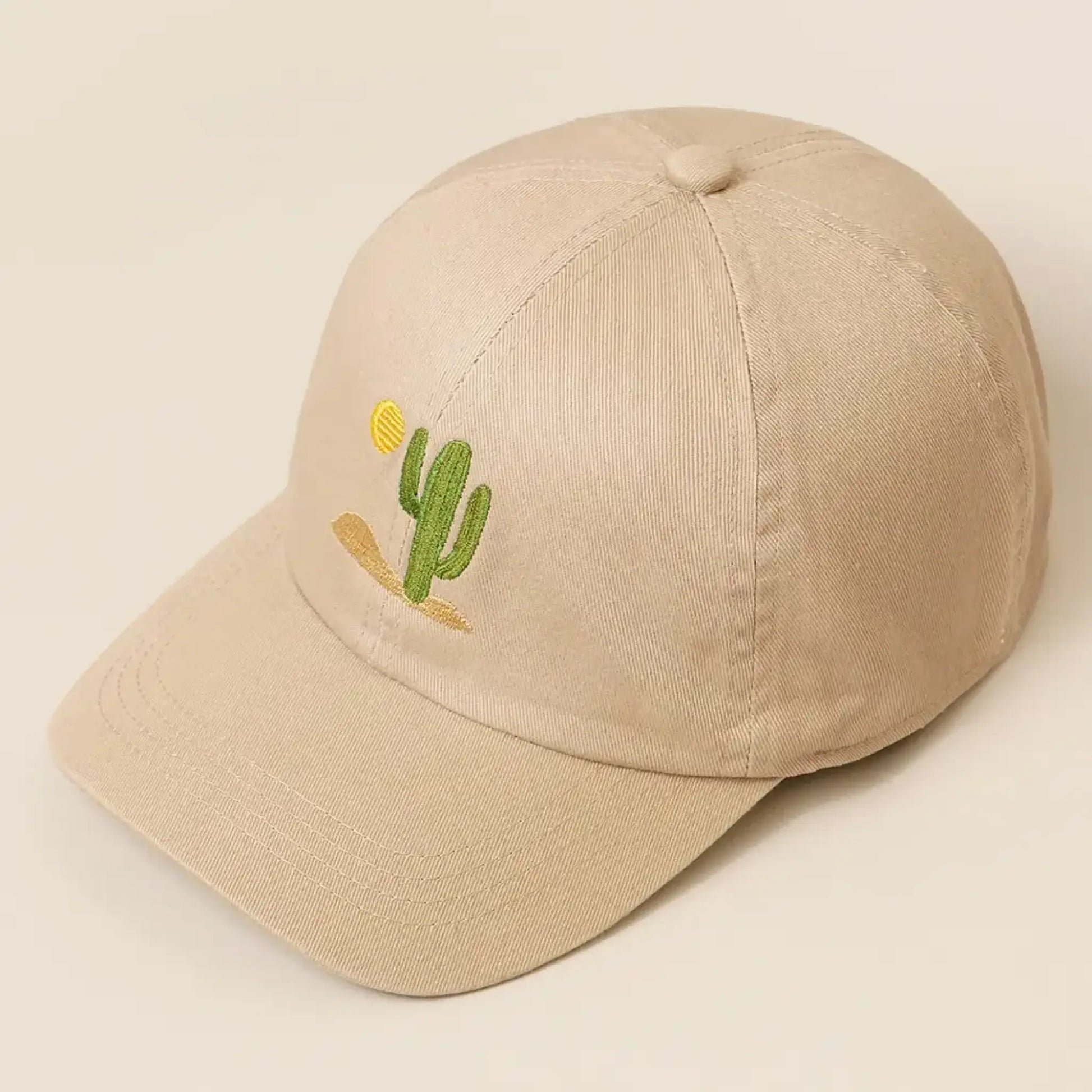 Sunny Cactus Day- embroidered dad cap - taupe - Hats