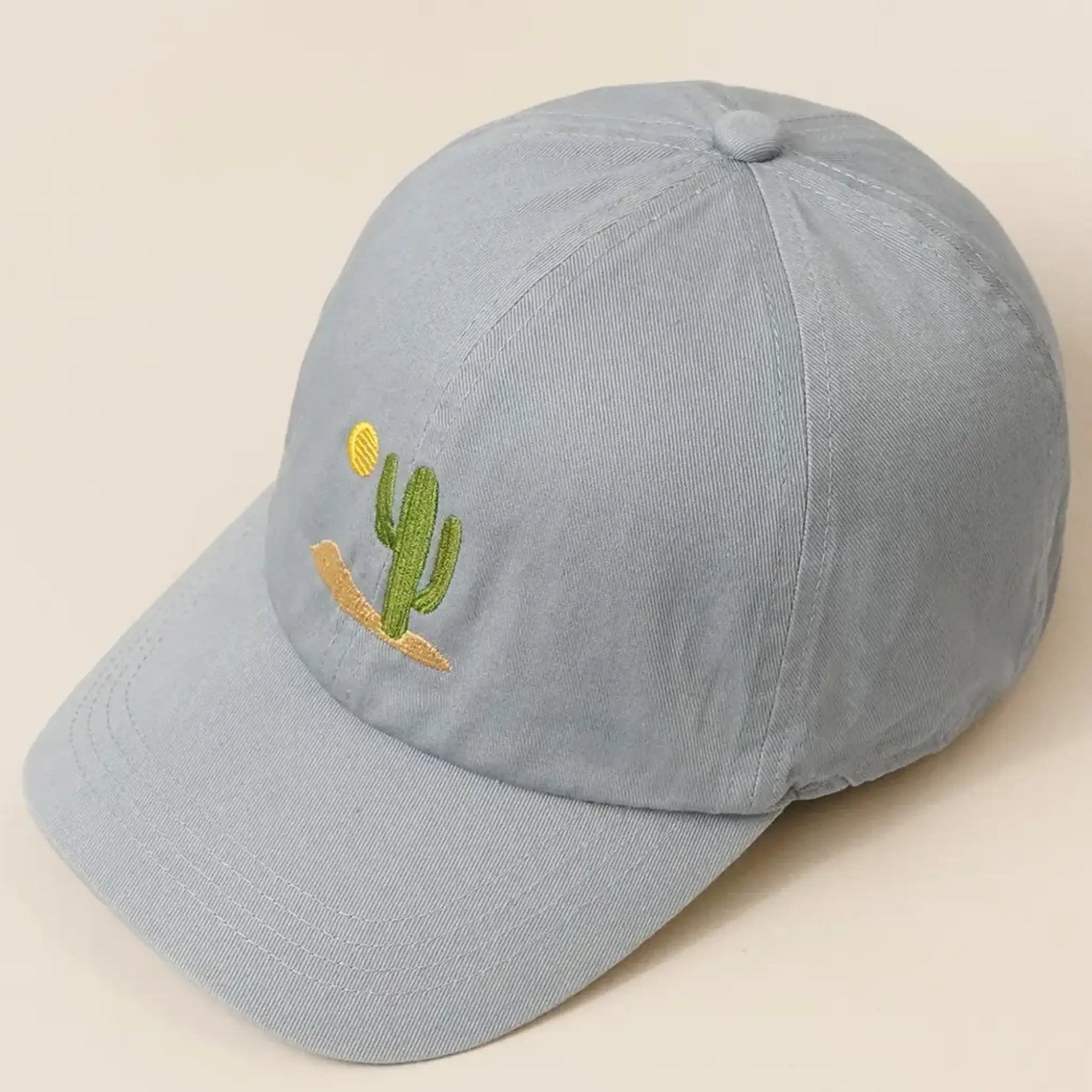 Sunny Cactus Day- embroidered dad cap - vintage blue - Hats