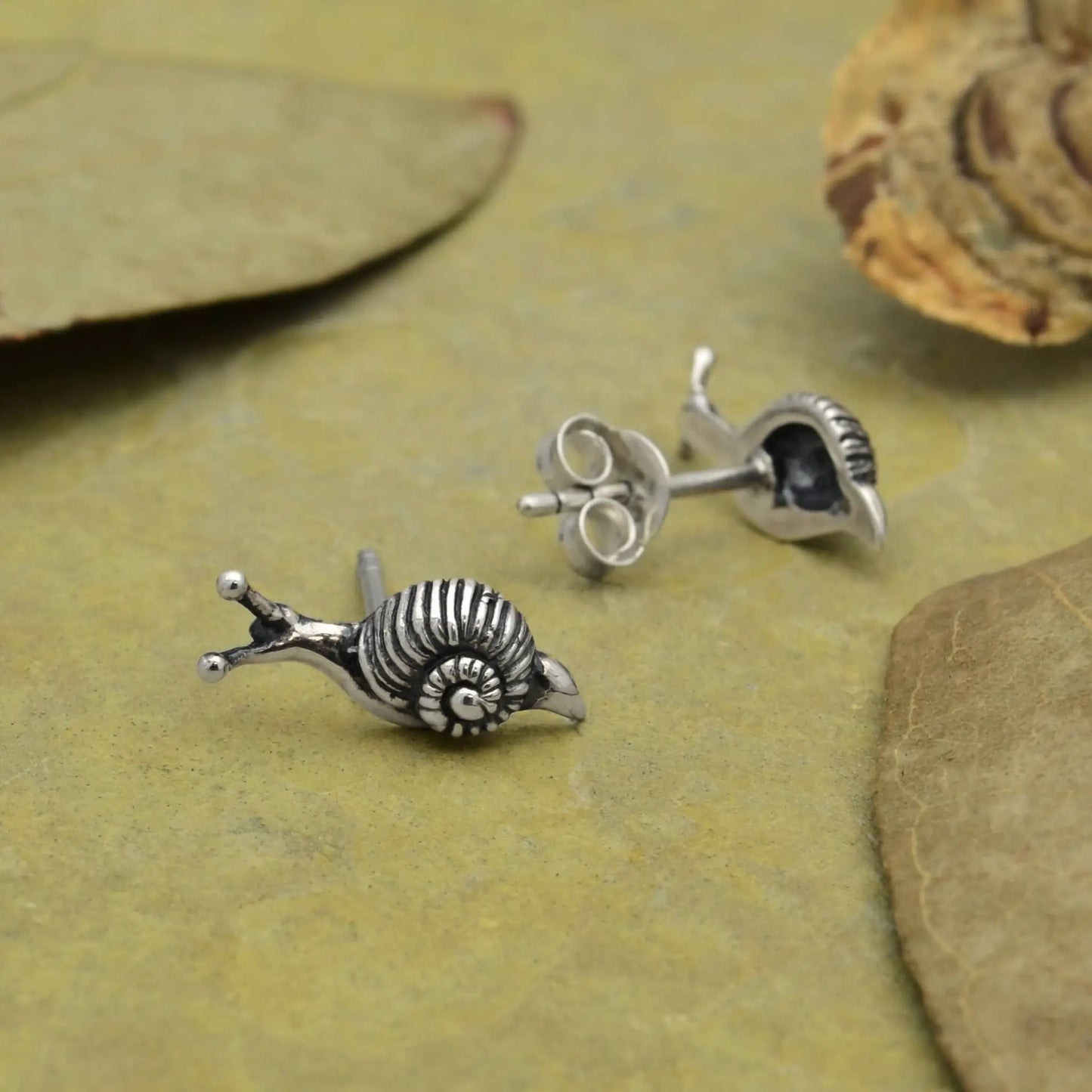 Tiny Snail Post Earrings Sterling Silver - Jewelry