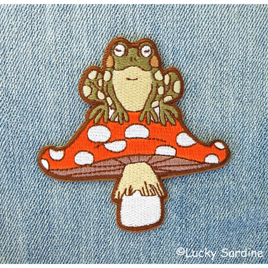 Toad Mushroom Toadstool embroidered patch - Patch