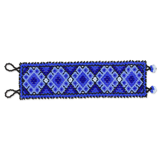 Wixarika Blue - Huichol beaded bracelet - Jewelry