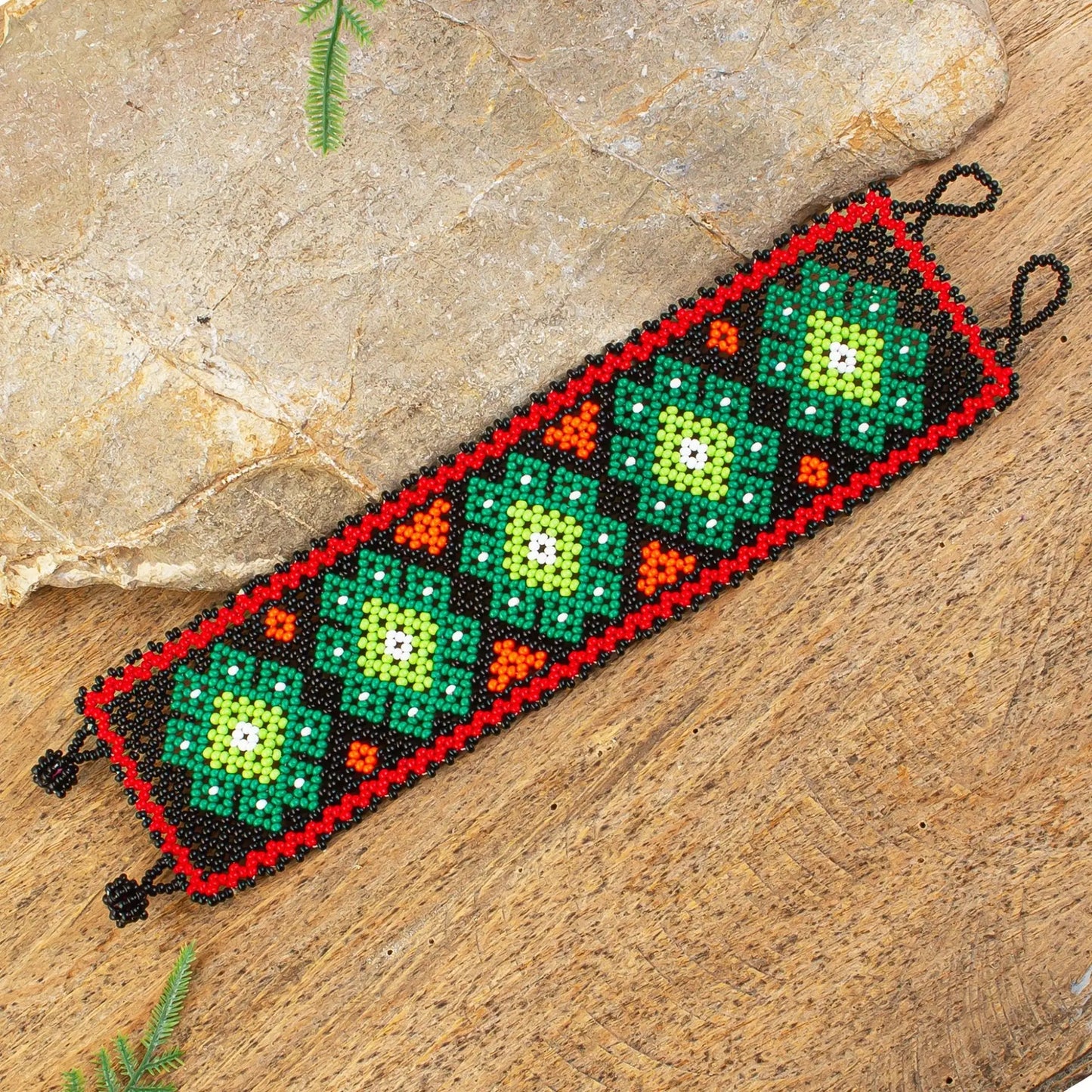 Wixarika Green - Huichol beaded bracelet - Jewelry