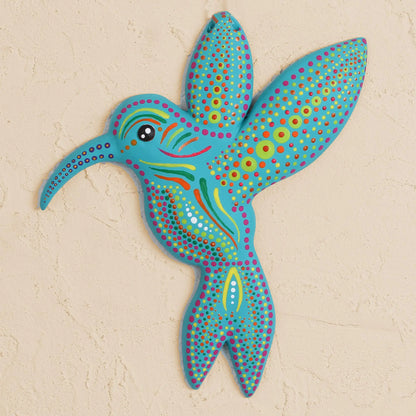 Turquoise Hummingbird - ceramic wall art