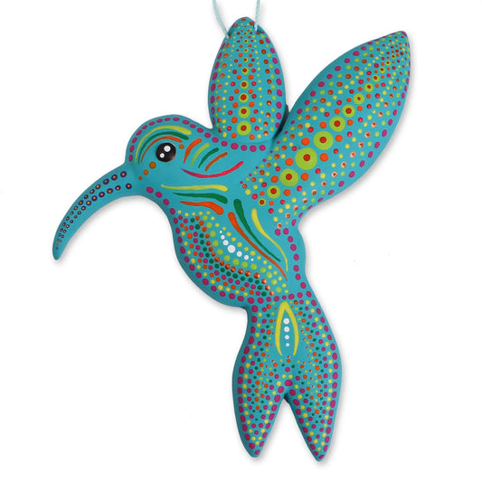 Turquoise Hummingbird - ceramic wall art