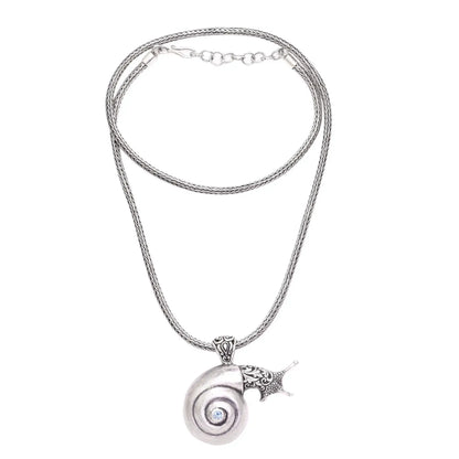 Bunaken Snail - Blue Topaz Pendant Necklace - Jewelry