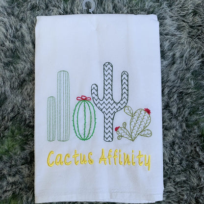 Cactus Affinity Tea Towel - Embroidered Floursack