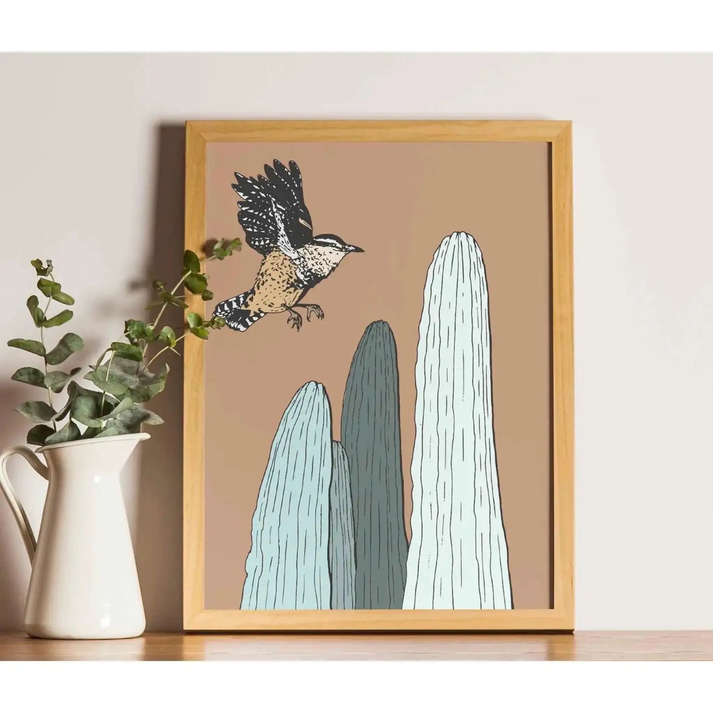 Cactus and Bird Art Print