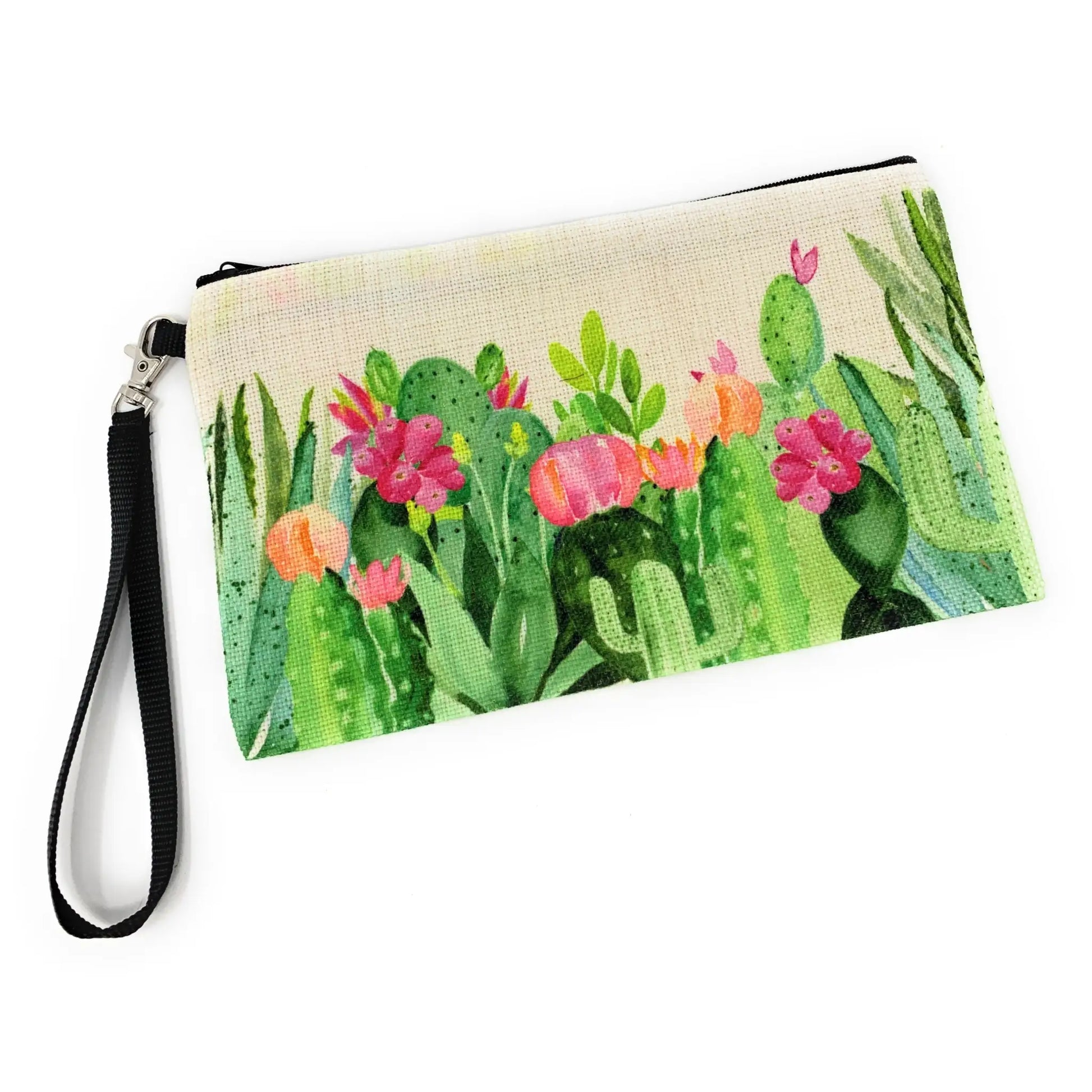 Cactus Garden linen bag with wrist strap - Bag