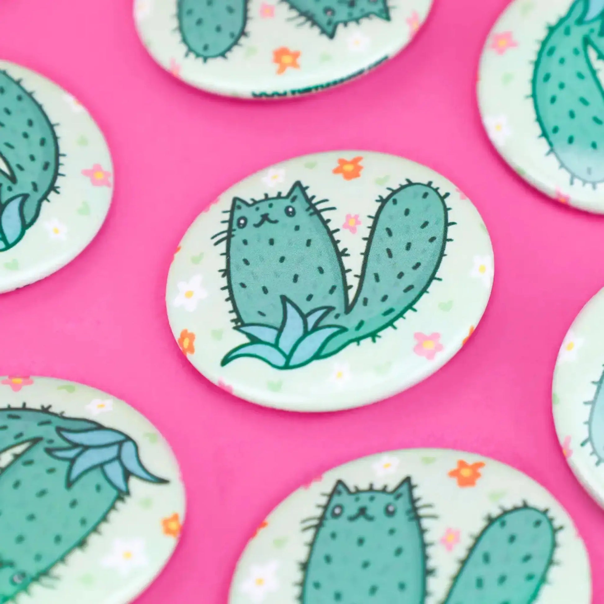 Cactus Kitty Floral button - Button