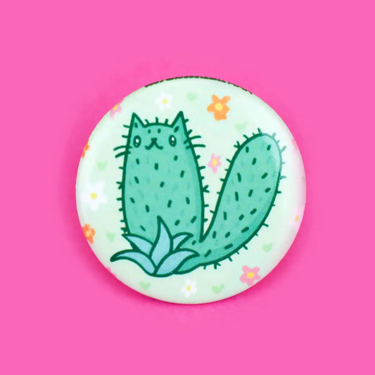 Cactus Kitty Floral pinback button - Button