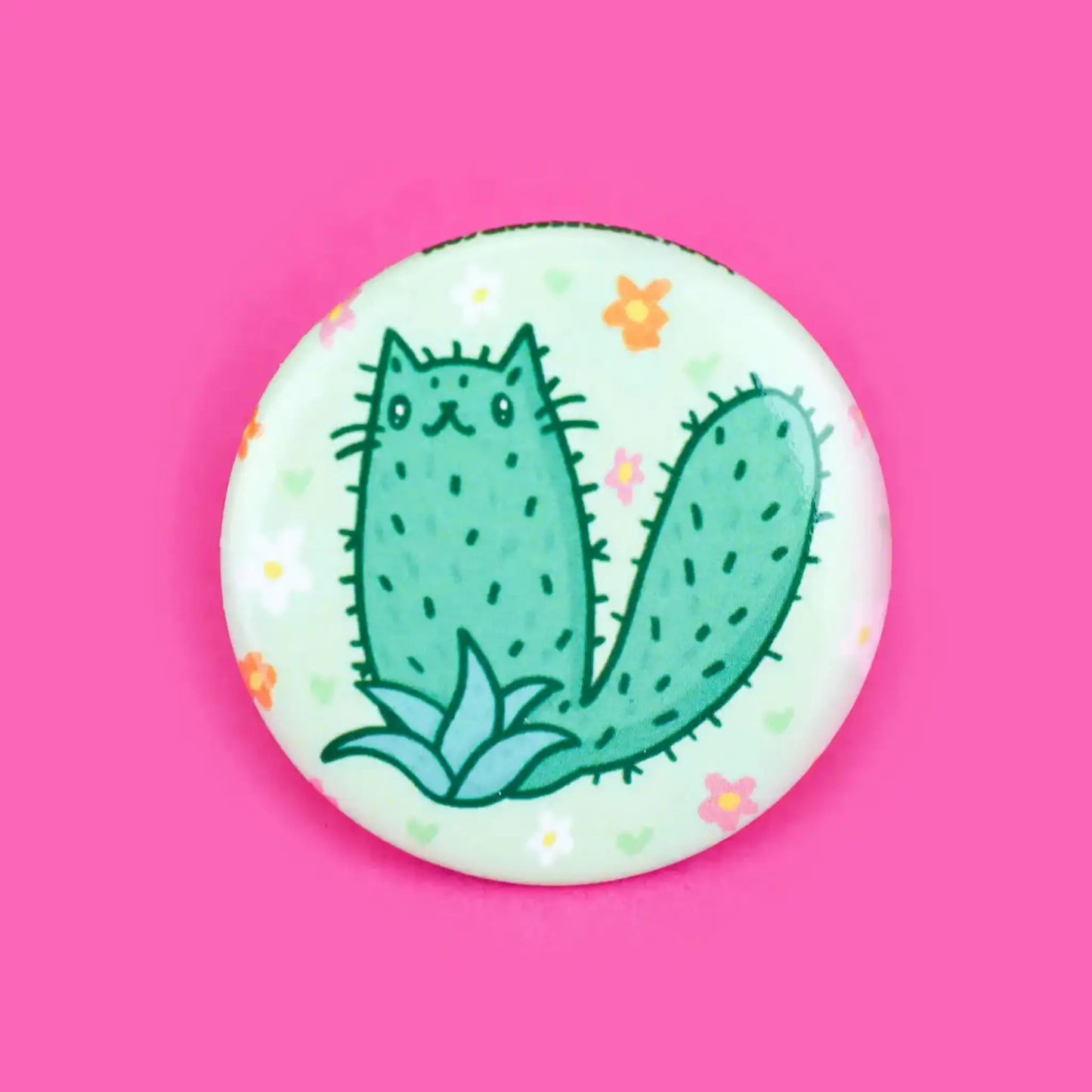 Cactus Kitty Floral button - Button