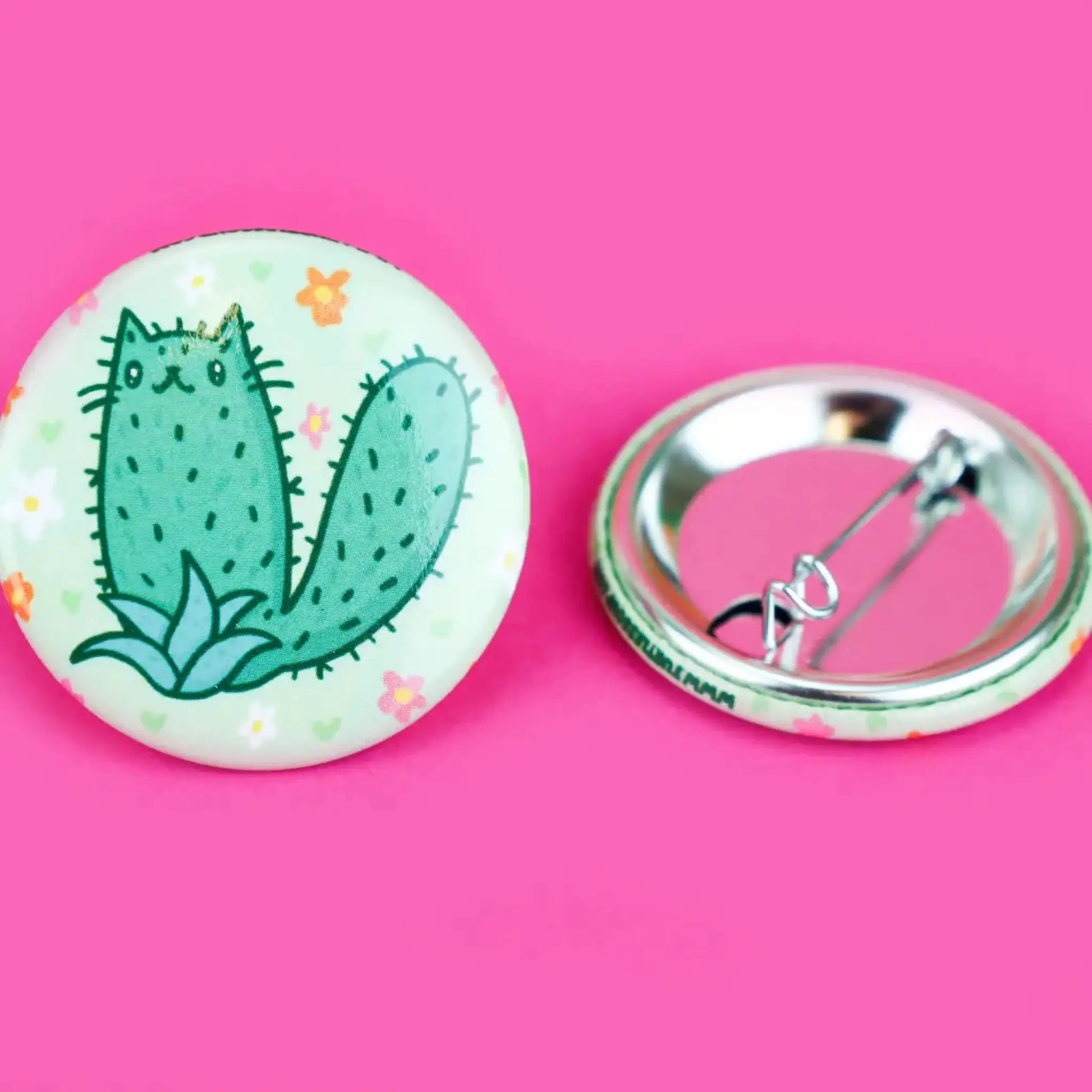 Cactus Kitty Floral button - Button