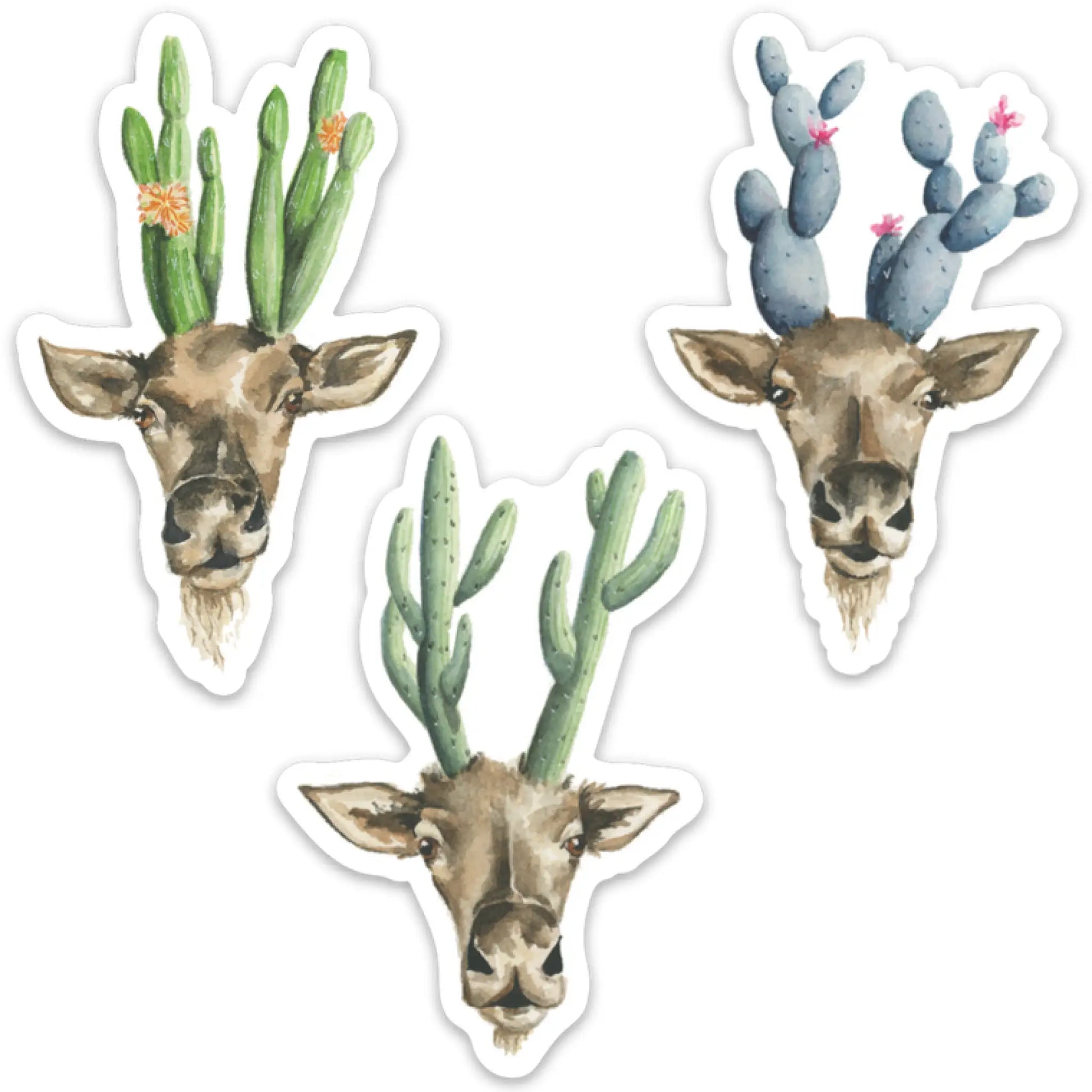 Cactus Spirit Deer - Set of 3 Stickers - Sticker