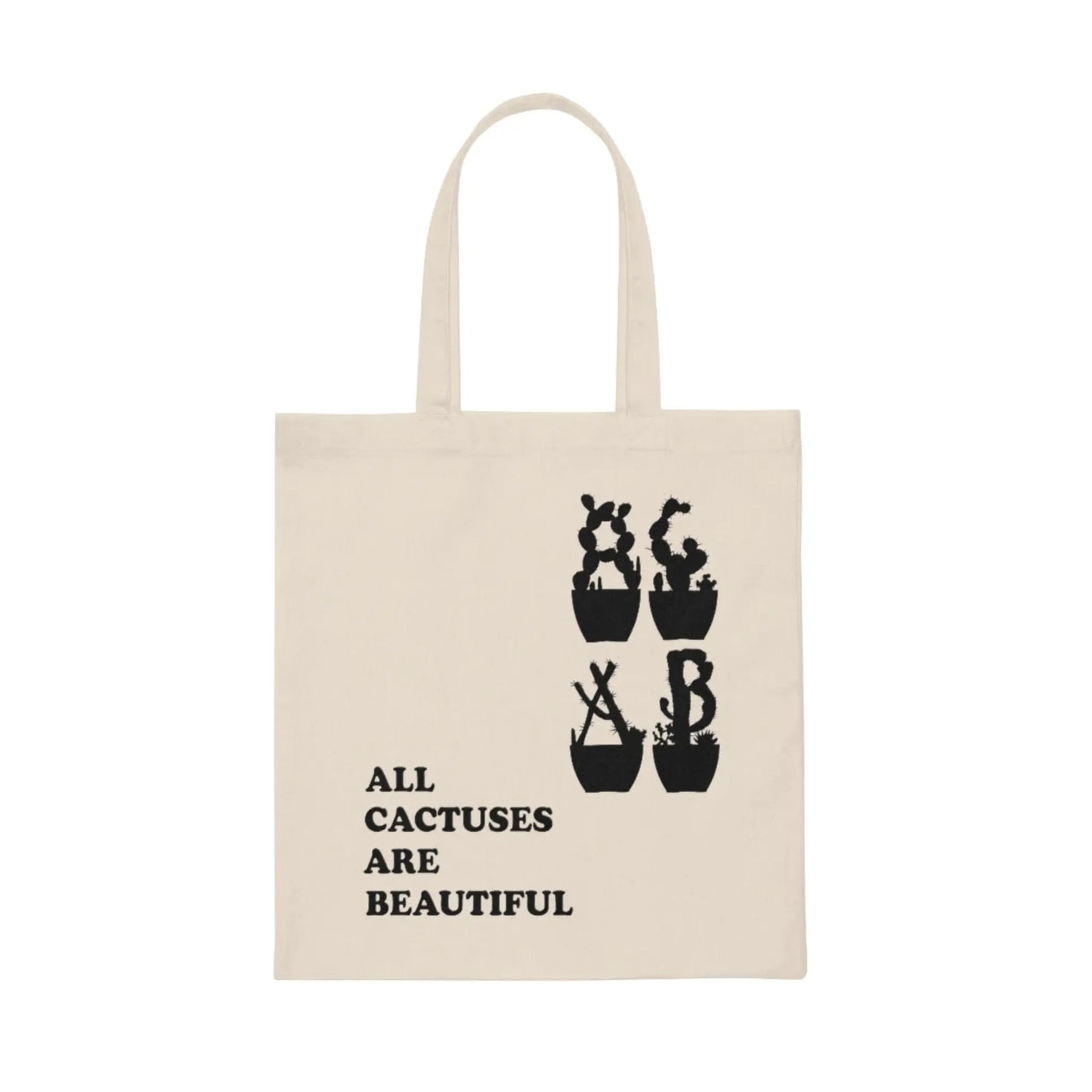 Canvas Tote Bag - All Cactuses Are Beautiful (2) - Natural /