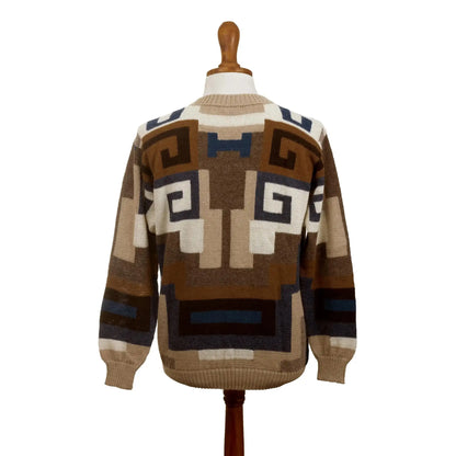 Chavin Geometry - Intarsia Knit Alpaca Wool Men’s Sweater -