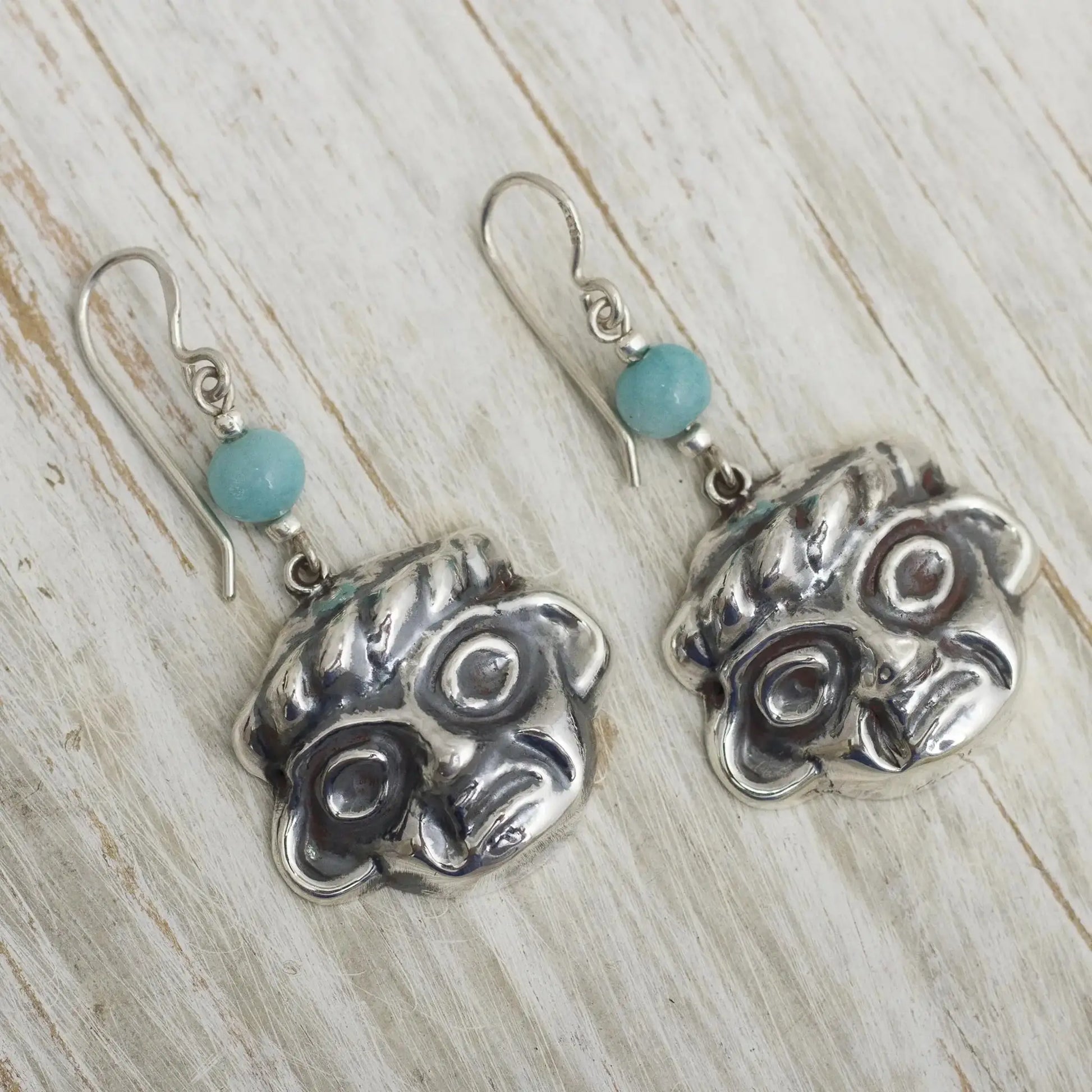 Chavin Memory - Silver Earrings with Amazonite - Jewelry