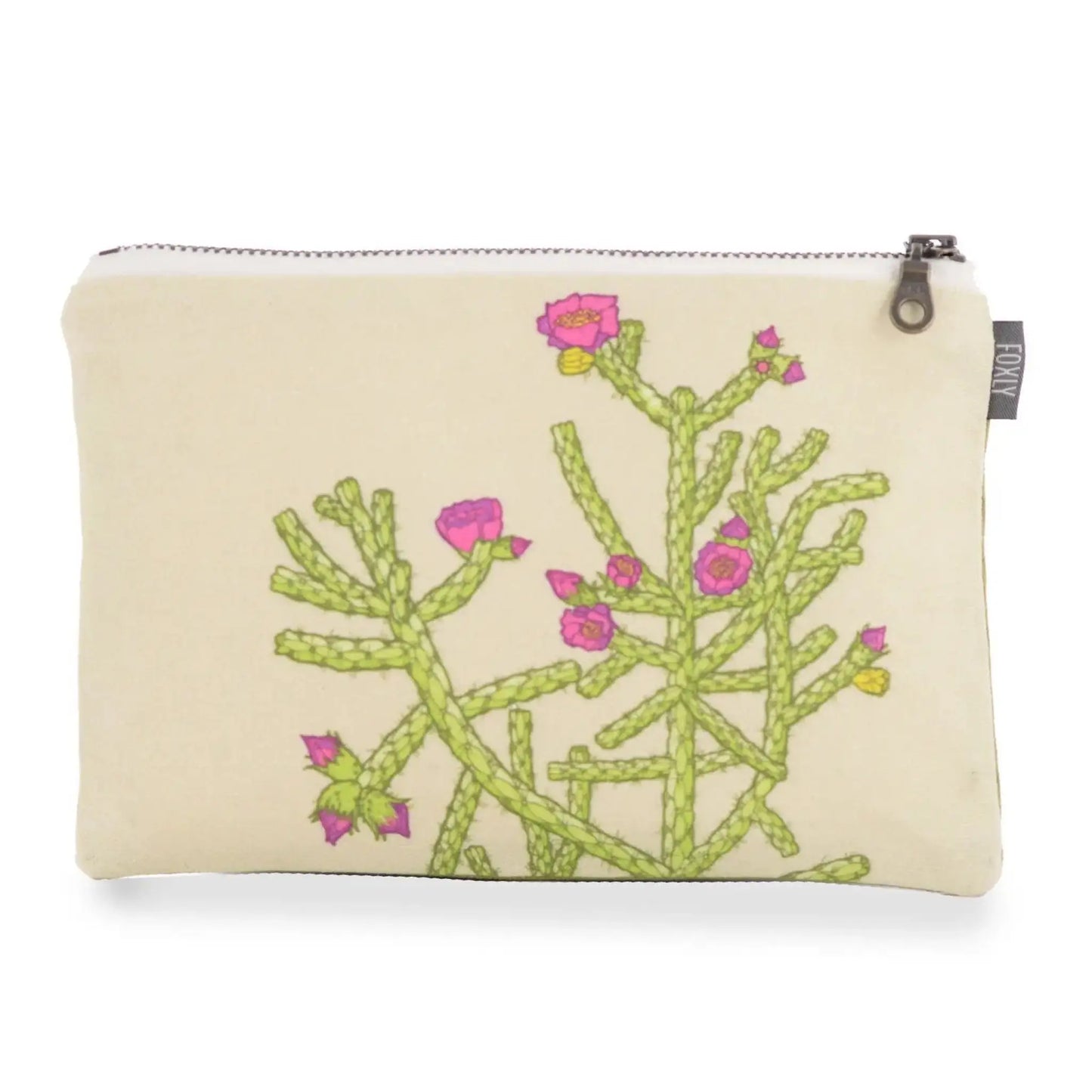 Cholla Cactus Fabric Zipper Pouch - cream - Bag