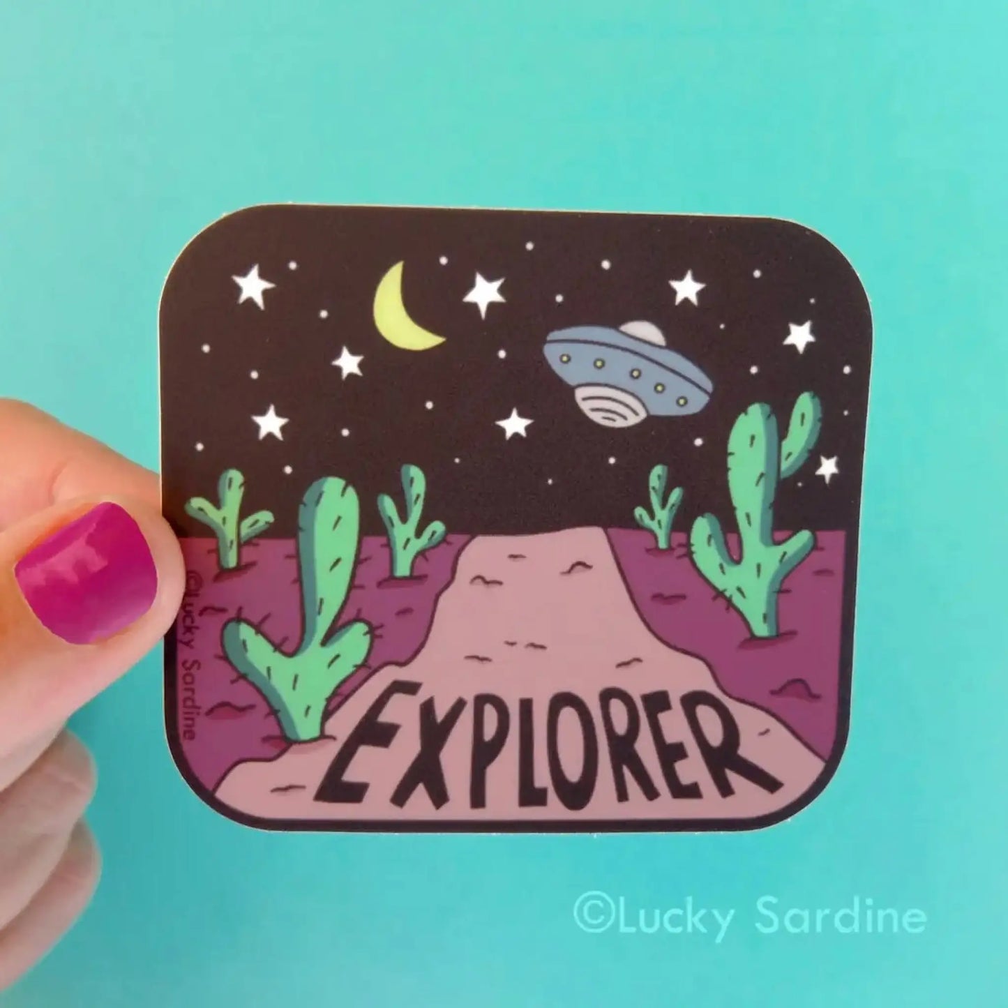 Desert Spaceship Explorer Vinyl Sticker