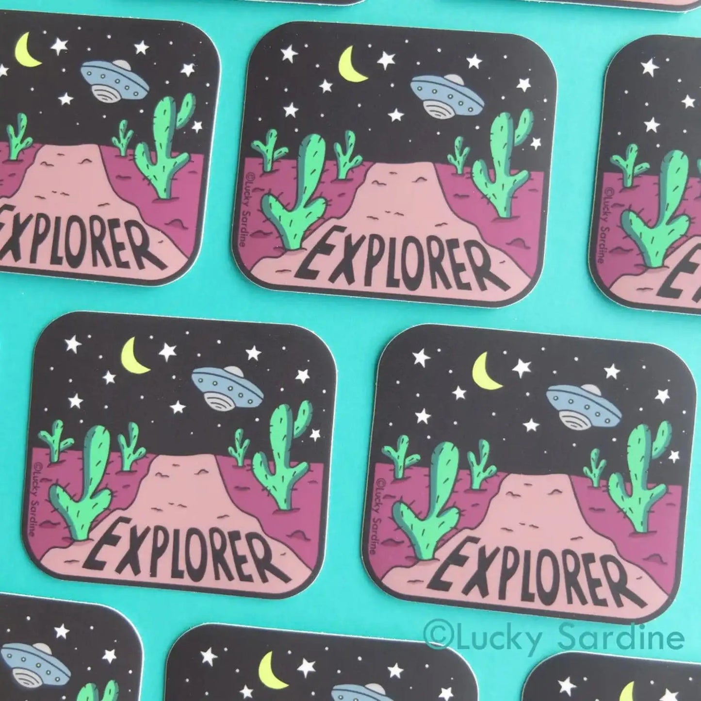 Desert Spaceship Explorer Vinyl Sticker