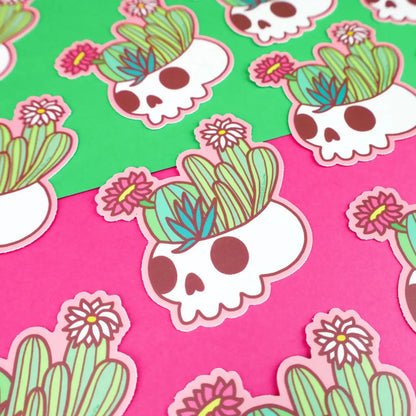 Flowering Cactus Skull vinyl sticker - Sticker
