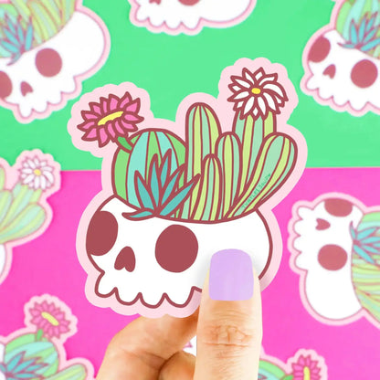 Flowering Cactus Skull vinyl sticker - Sticker