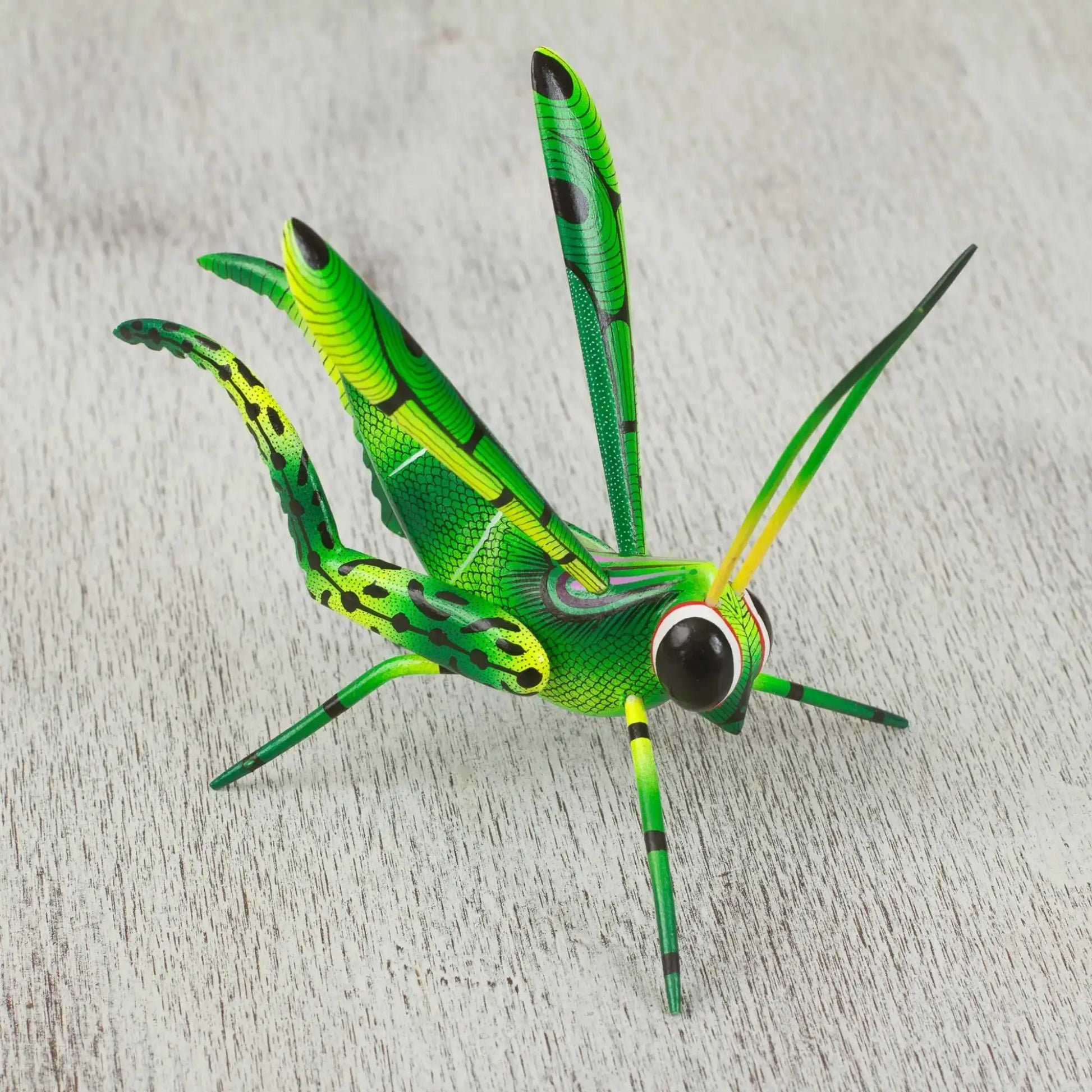 Green Good Luck Cricket - Wood Alebrije Sculpture in from
