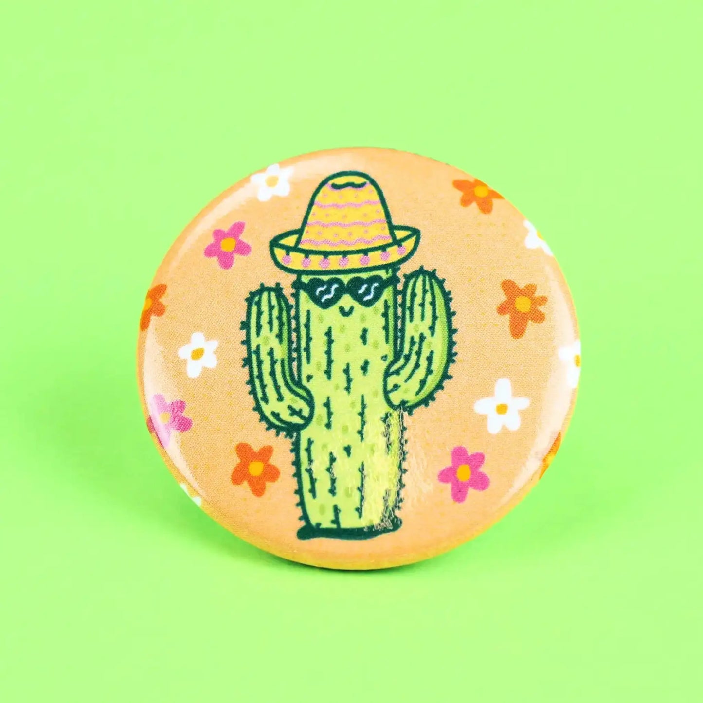 Happy Cactus pinback button - Button