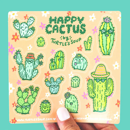 Happy Cactus vinyl sticker sheet - Sticker