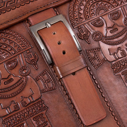 Pre-Hispanic Embossed Leather Sling from Peru Tumi