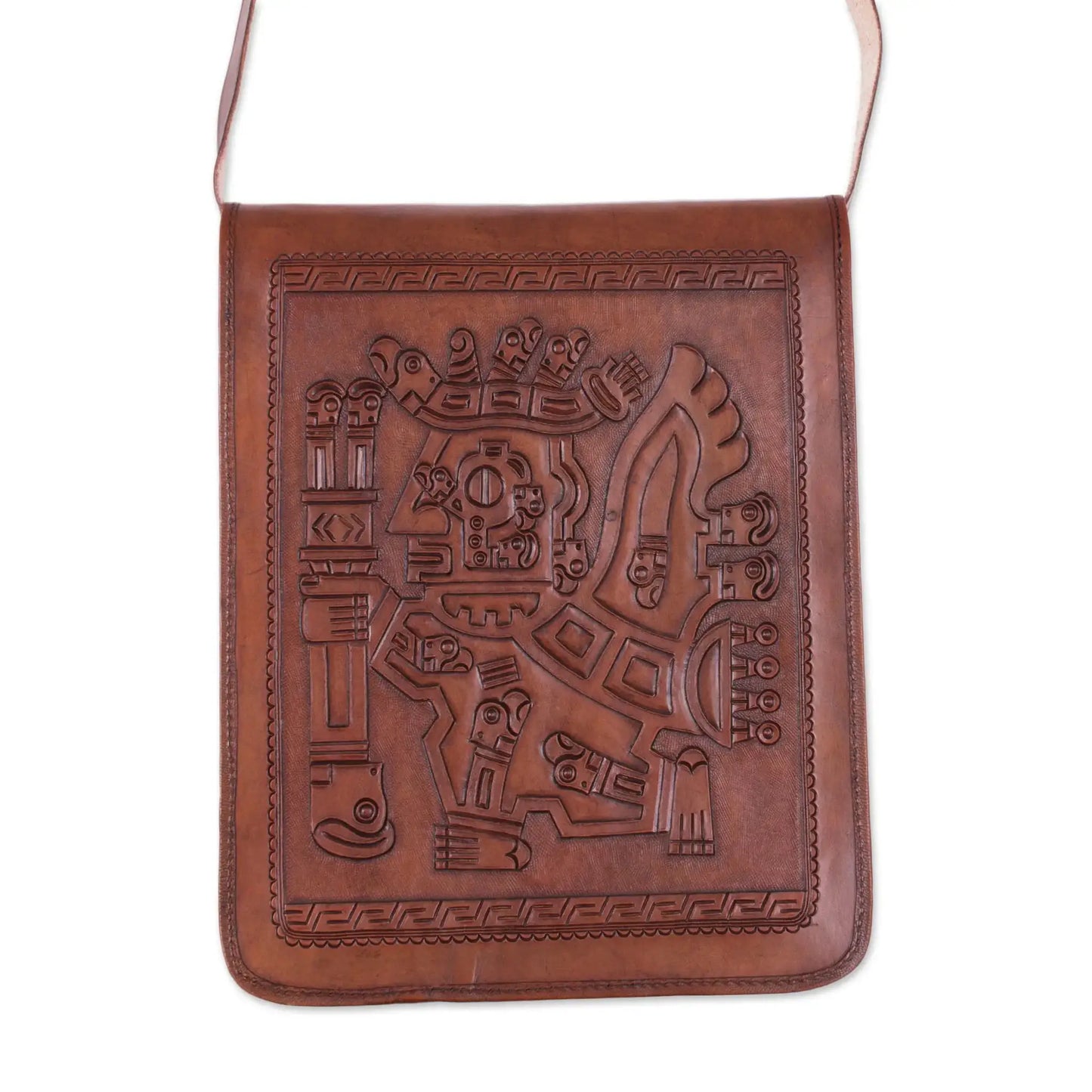 Pre-Hispanic Embossed Leather Sling from Peru Tumi