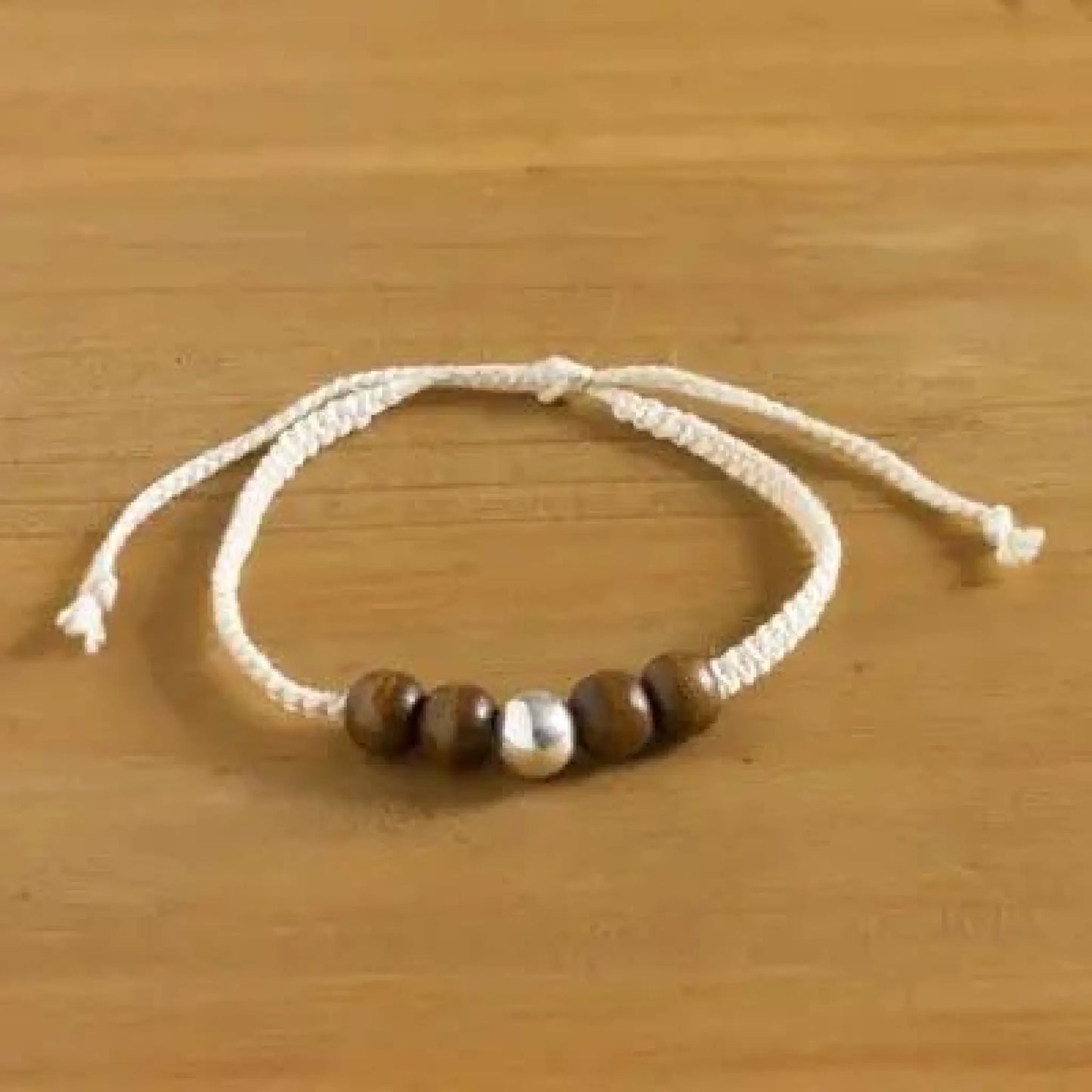 Inti Raymi - Sterling Silver and Wood Beaded Cotton Macrame