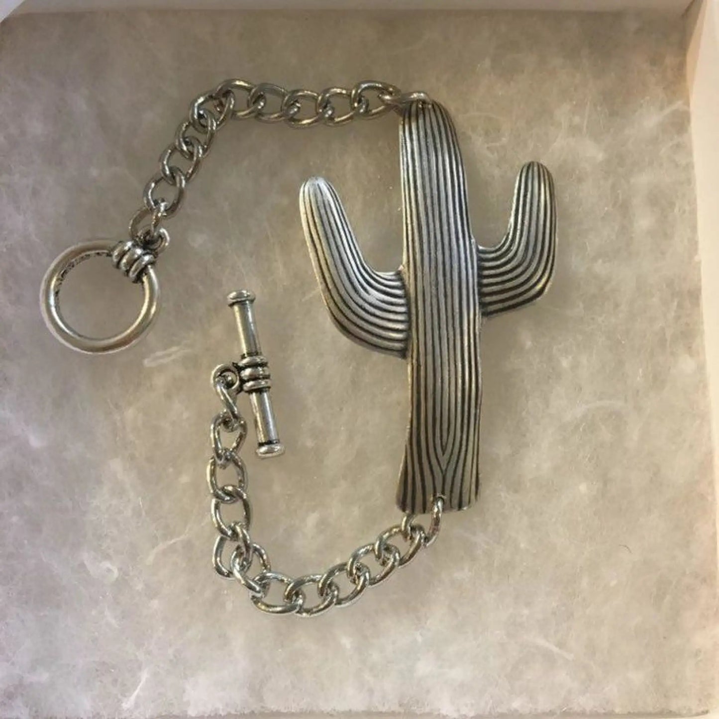 Large Silver Cactus Bracelet - Jewelry