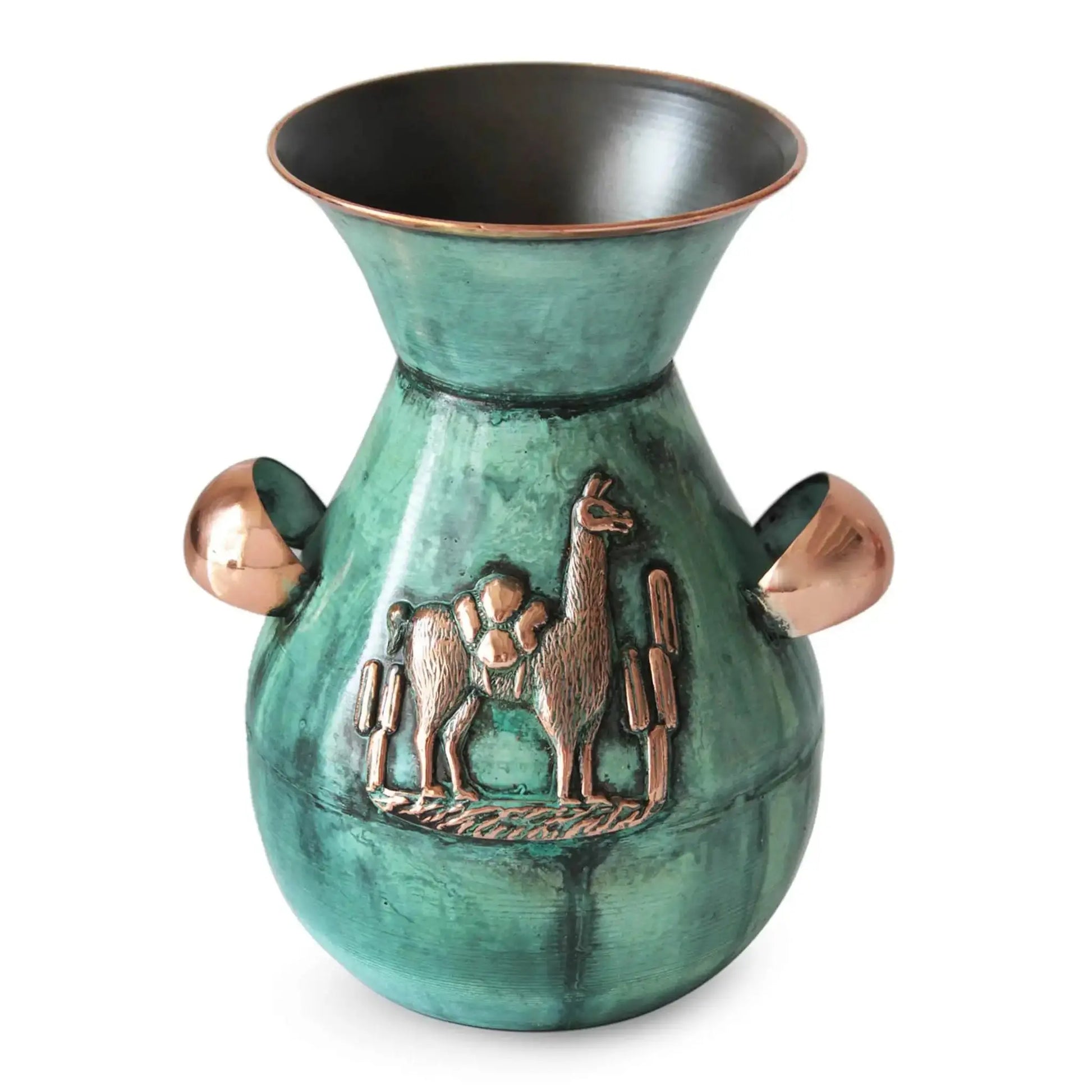 The Messenger and the Llama - Copper Bronze Decorative Vase