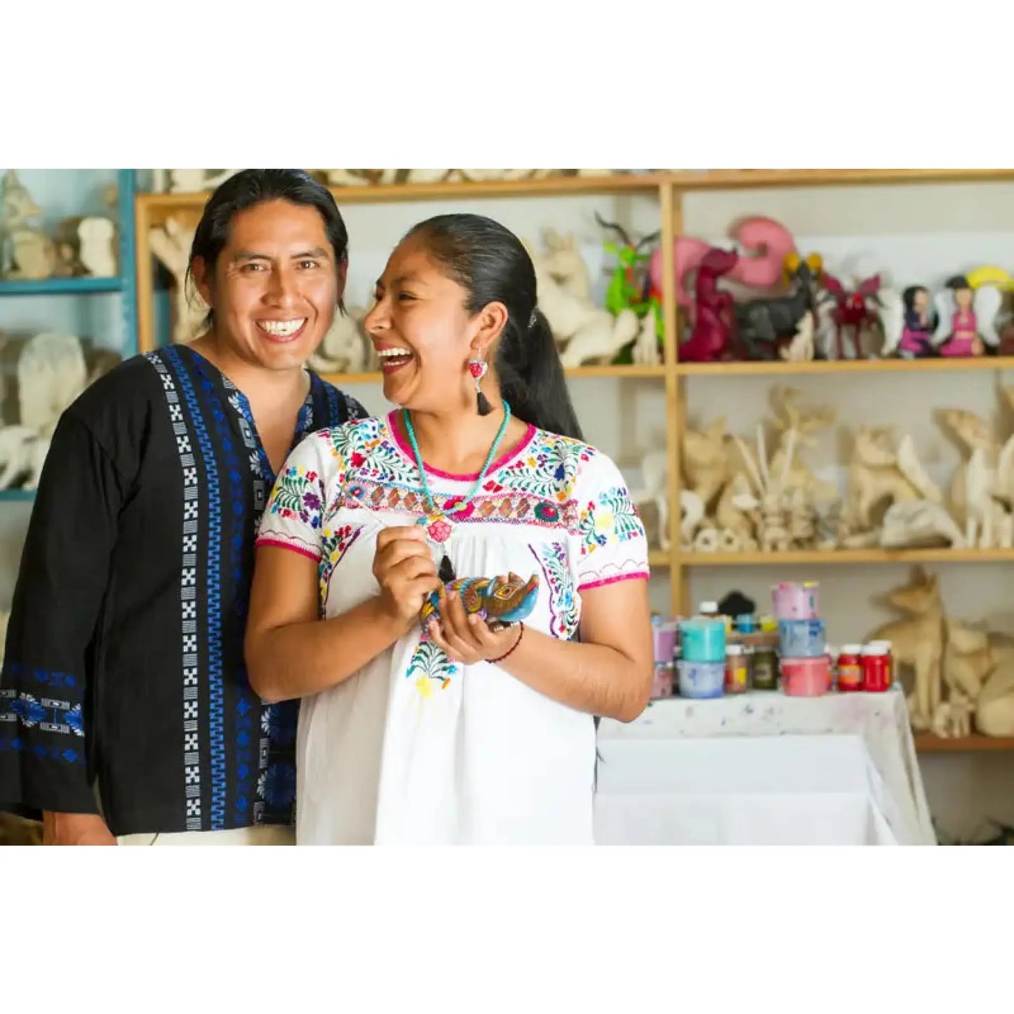 Nature and Happiness - Hand-Painted Wood Alebrije Cactus