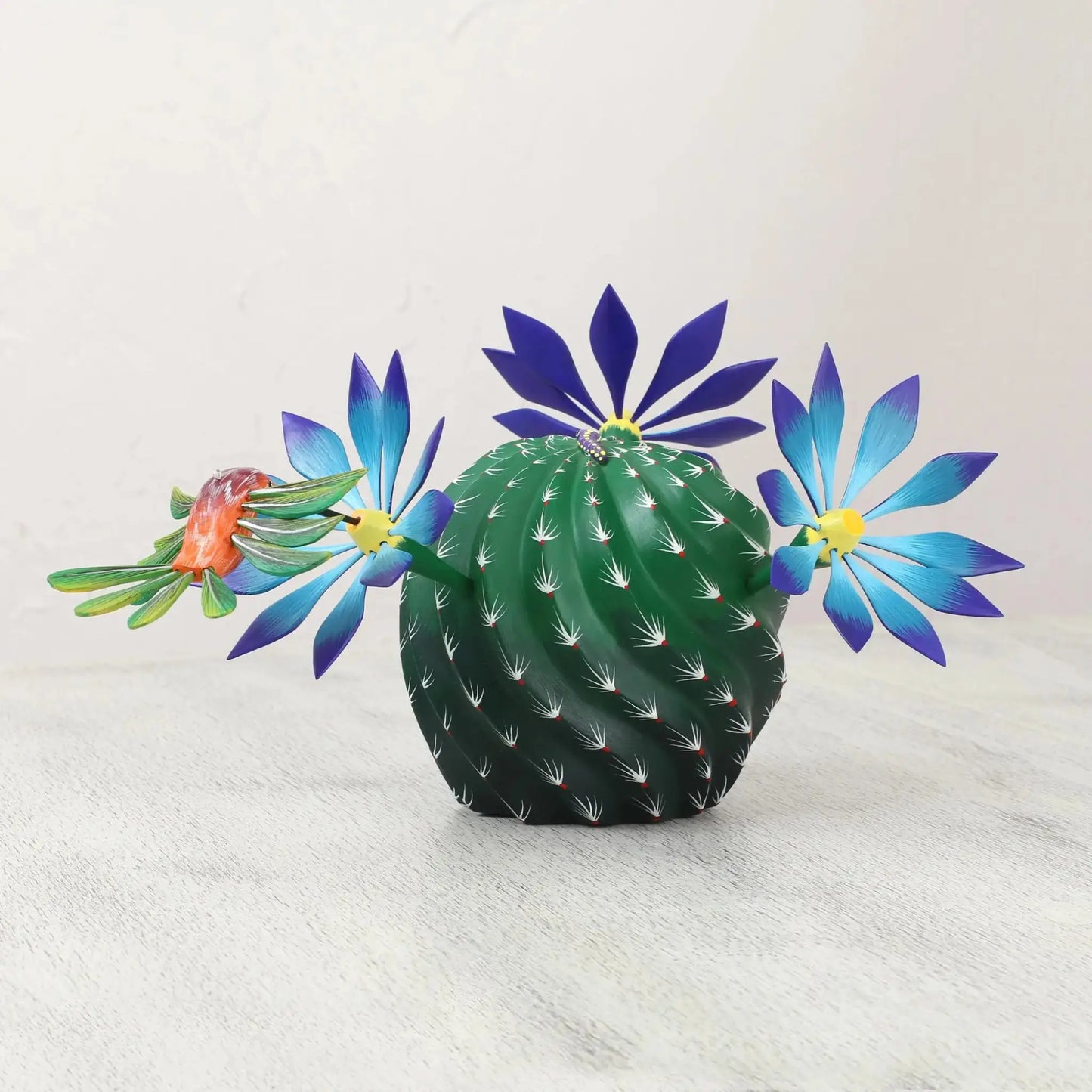 Nature and Happiness - Hand-Painted Wood Alebrije Cactus