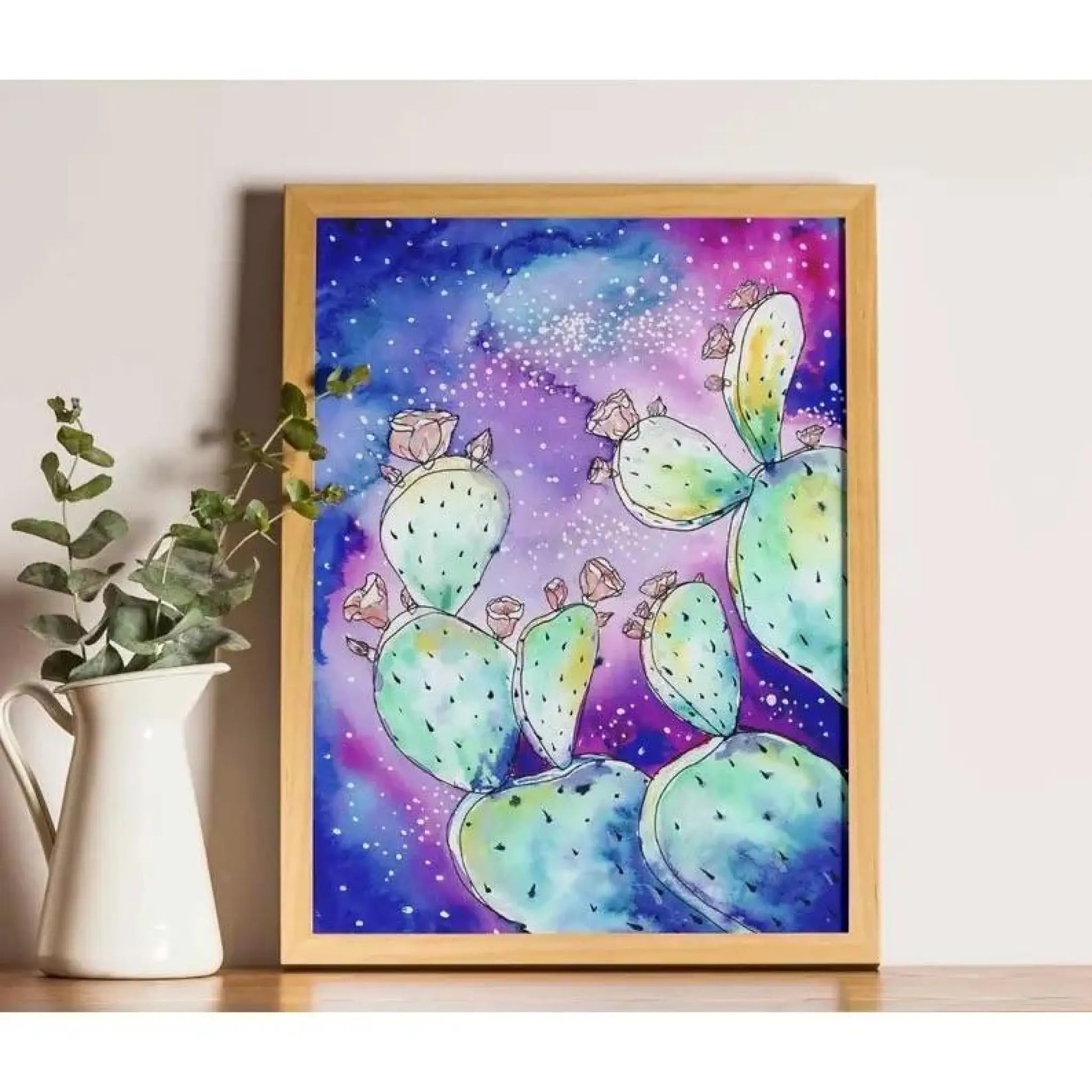 Opuntia Galaxy Watercolor Art Prints