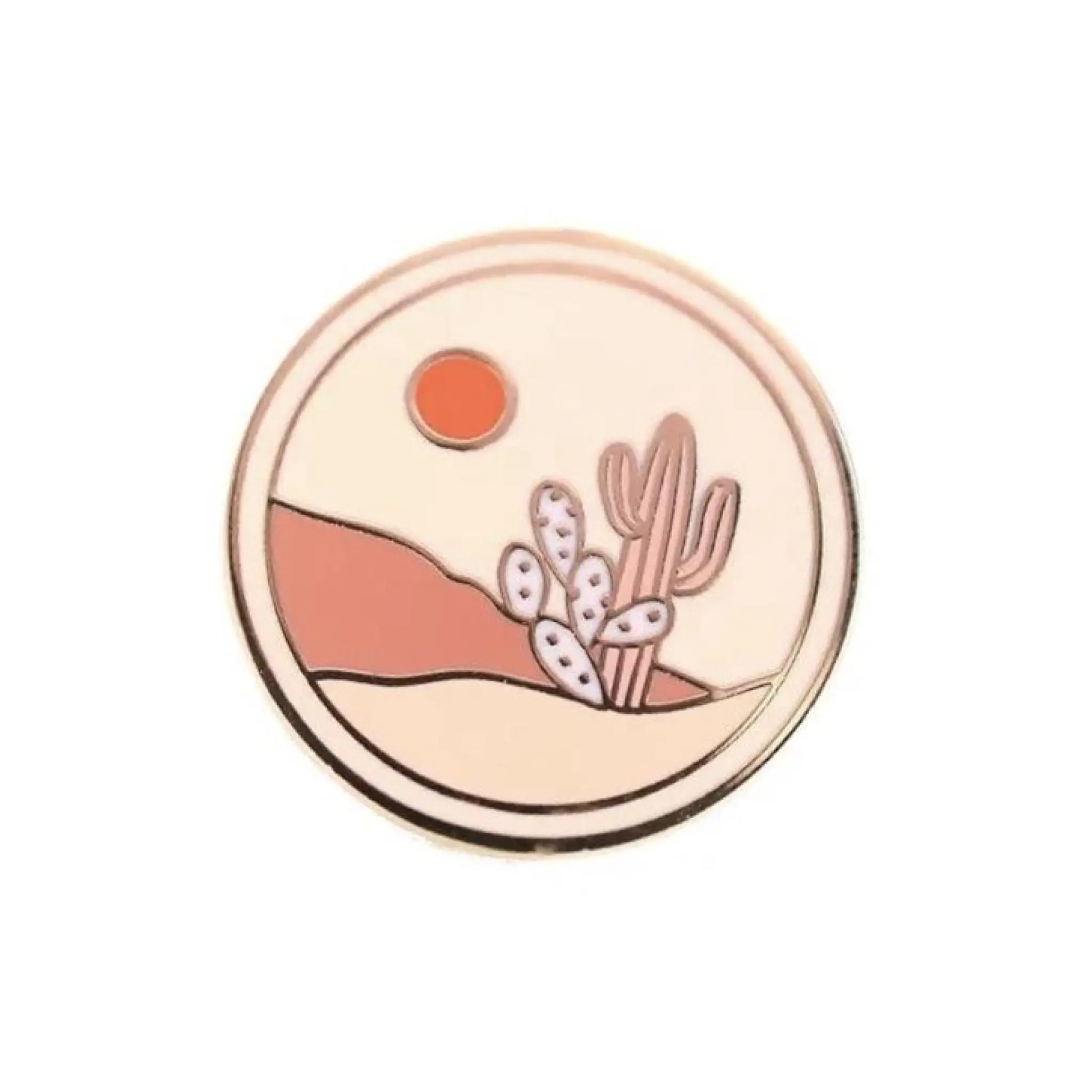 Peach Cactus Medallion Enamel Pin - Pins