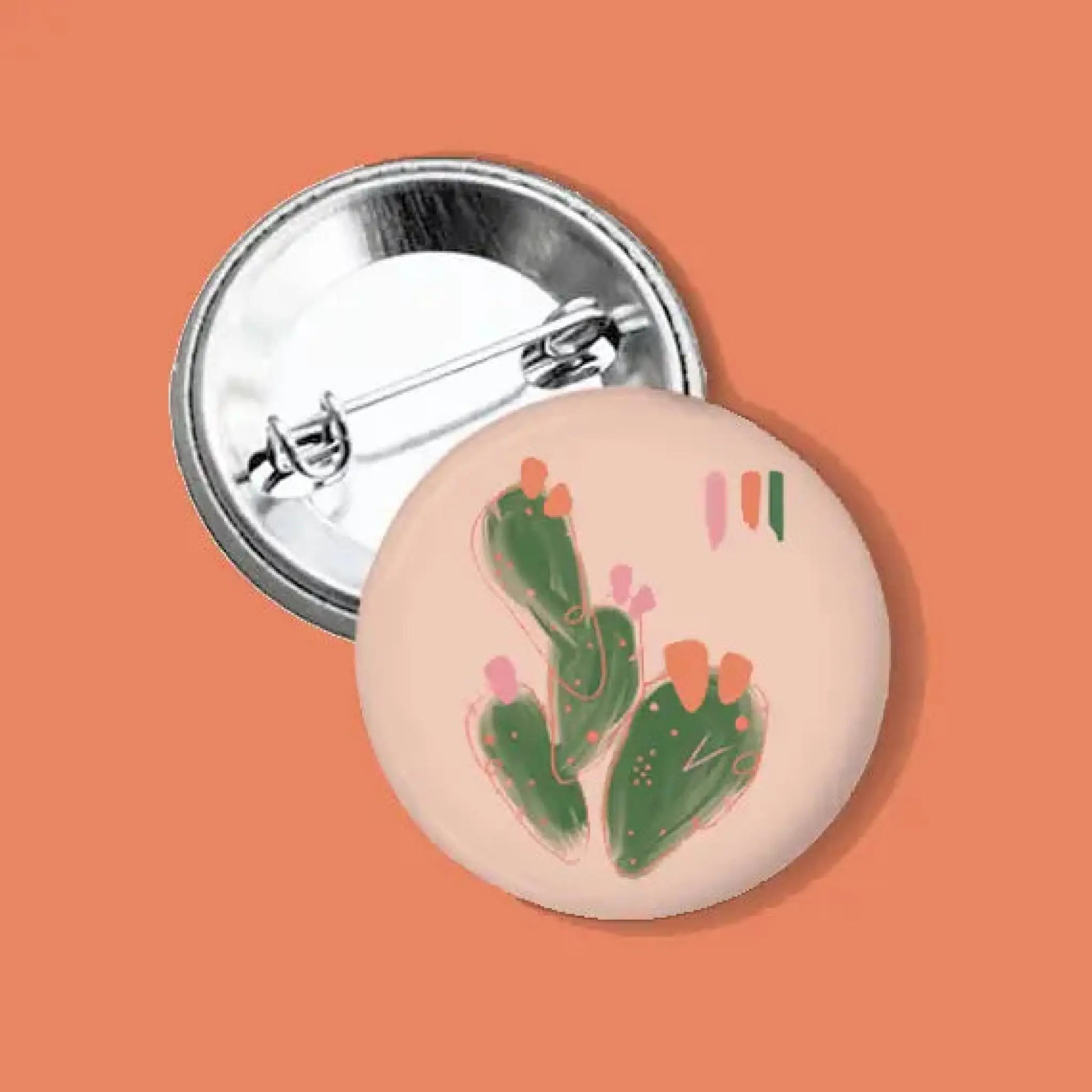 Peachy Prickly Watercolor button - Button