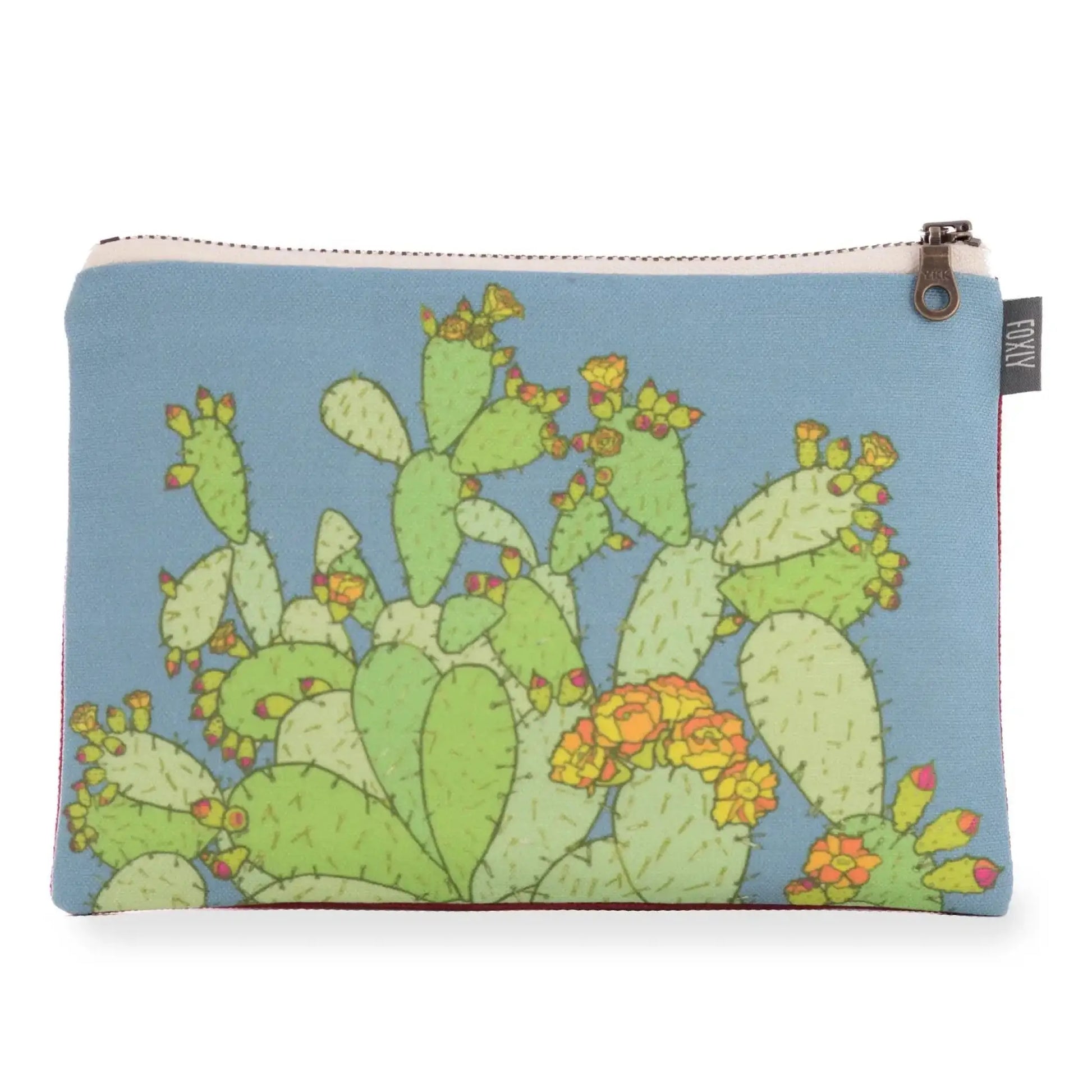 Prickly Pear Cactus Zipper Fabric Pouch - Bag