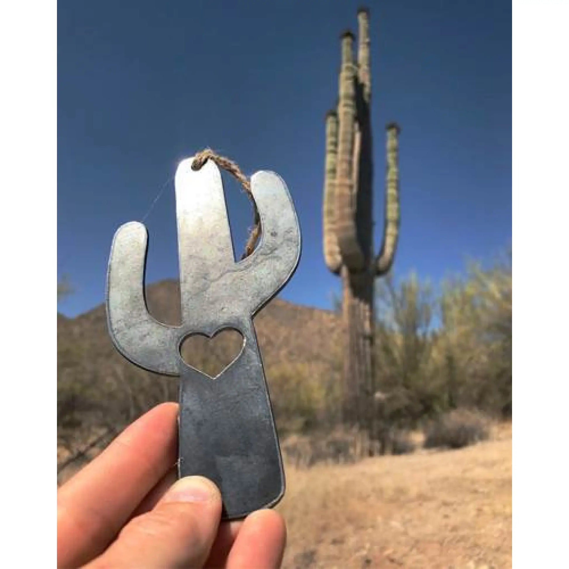 Saguaro Cactus Rustic Steel Heart Ornament