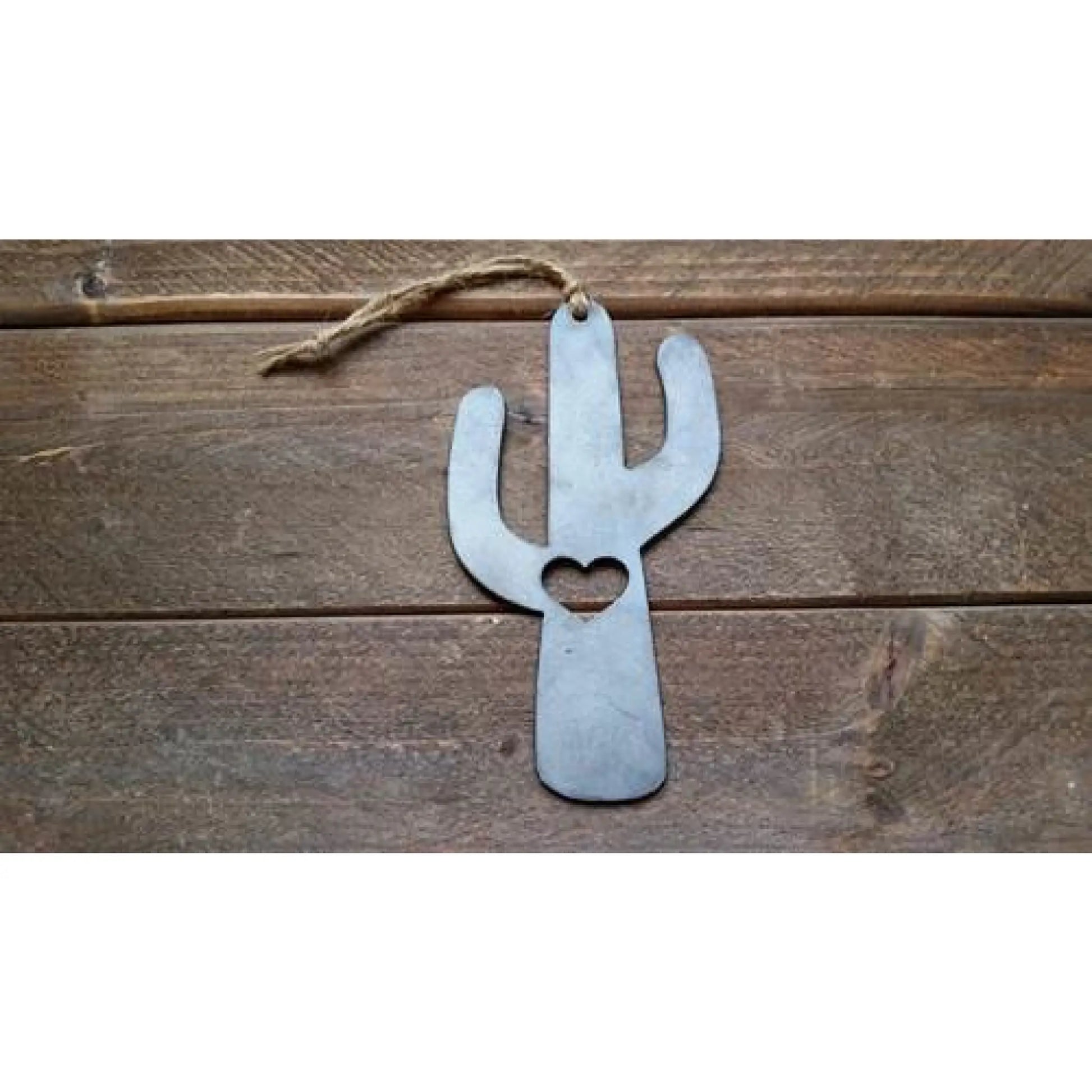 Saguaro Cactus Rustic Steel Heart Ornament