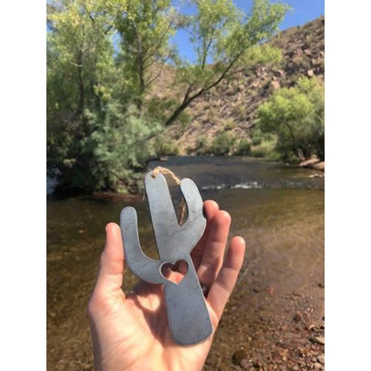 Saguaro Cactus Rustic Steel Heart Ornament