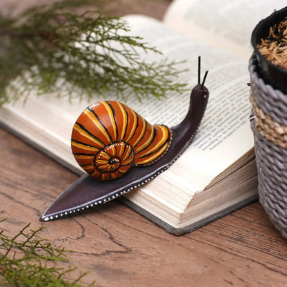 At a Snail’s Pace - Hand-Carved Suar Wood Snail Statuette